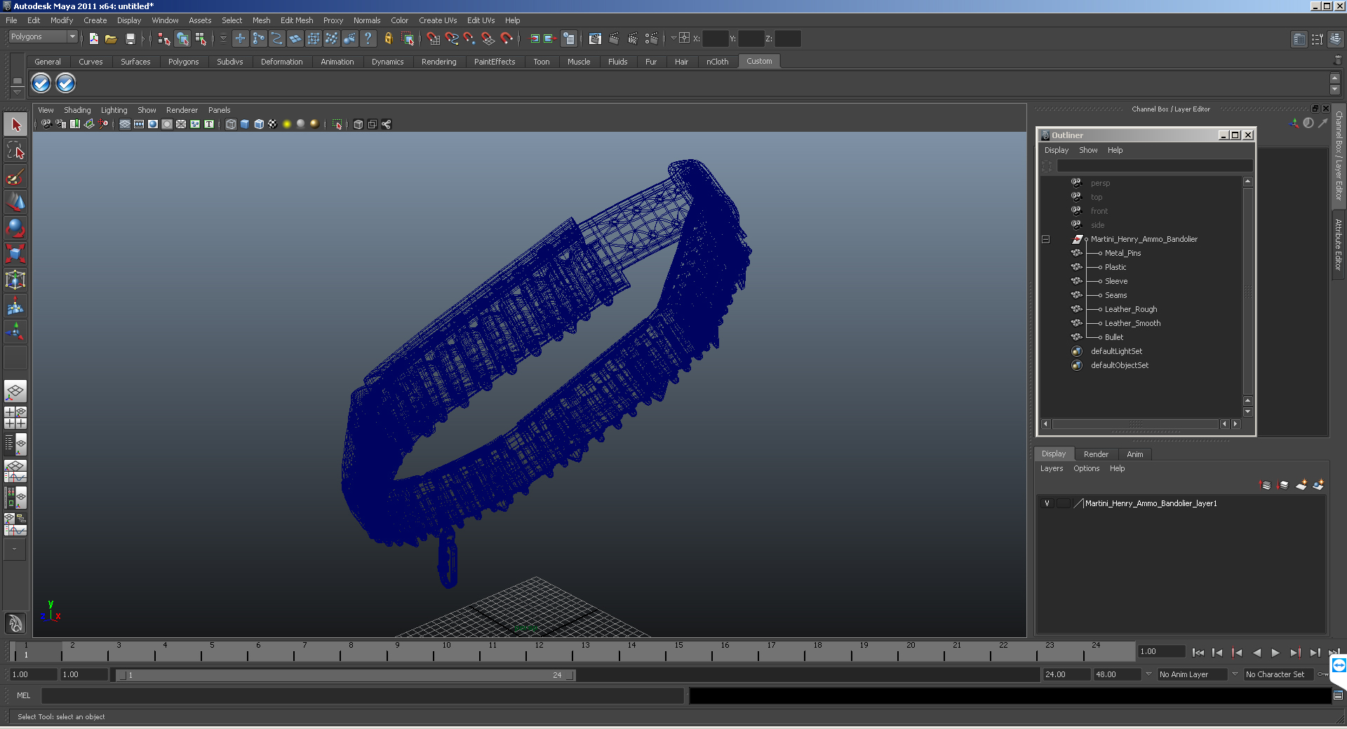 3D Martini Henry Ammo Bandolier model