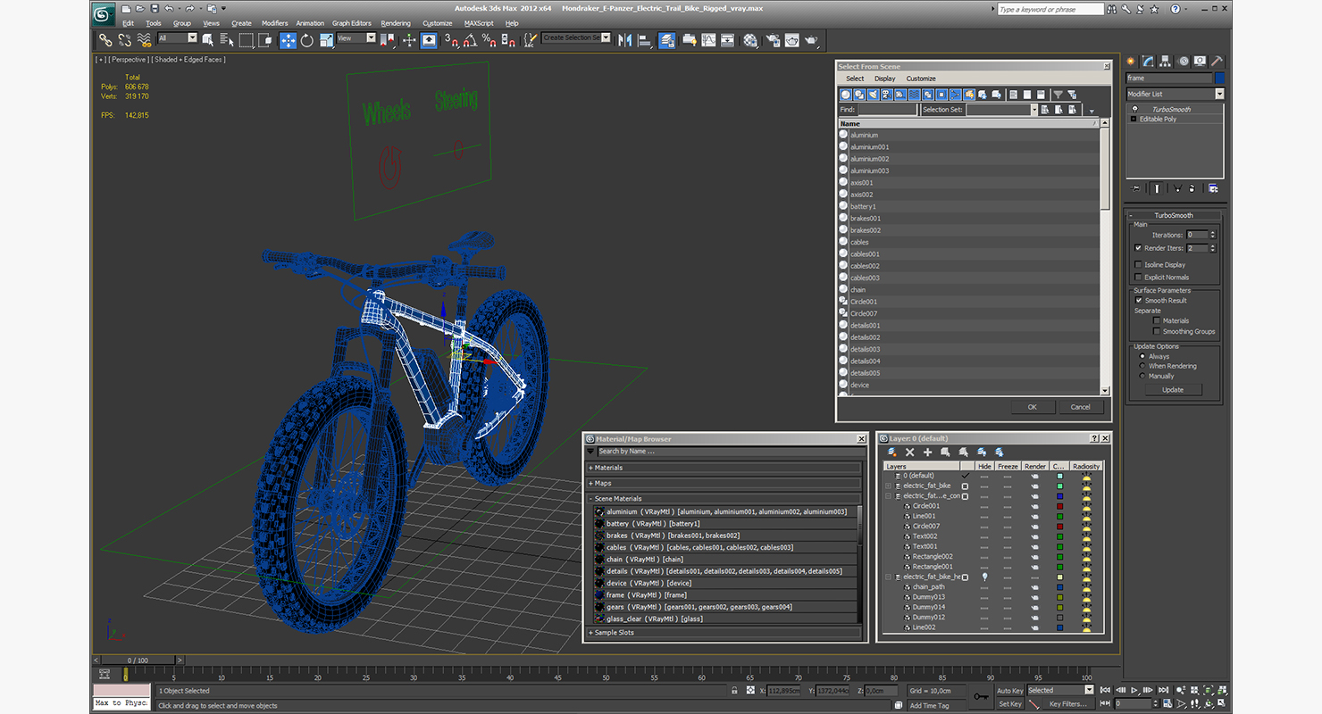 Electric Trail Bike Generic Rigged 3D model