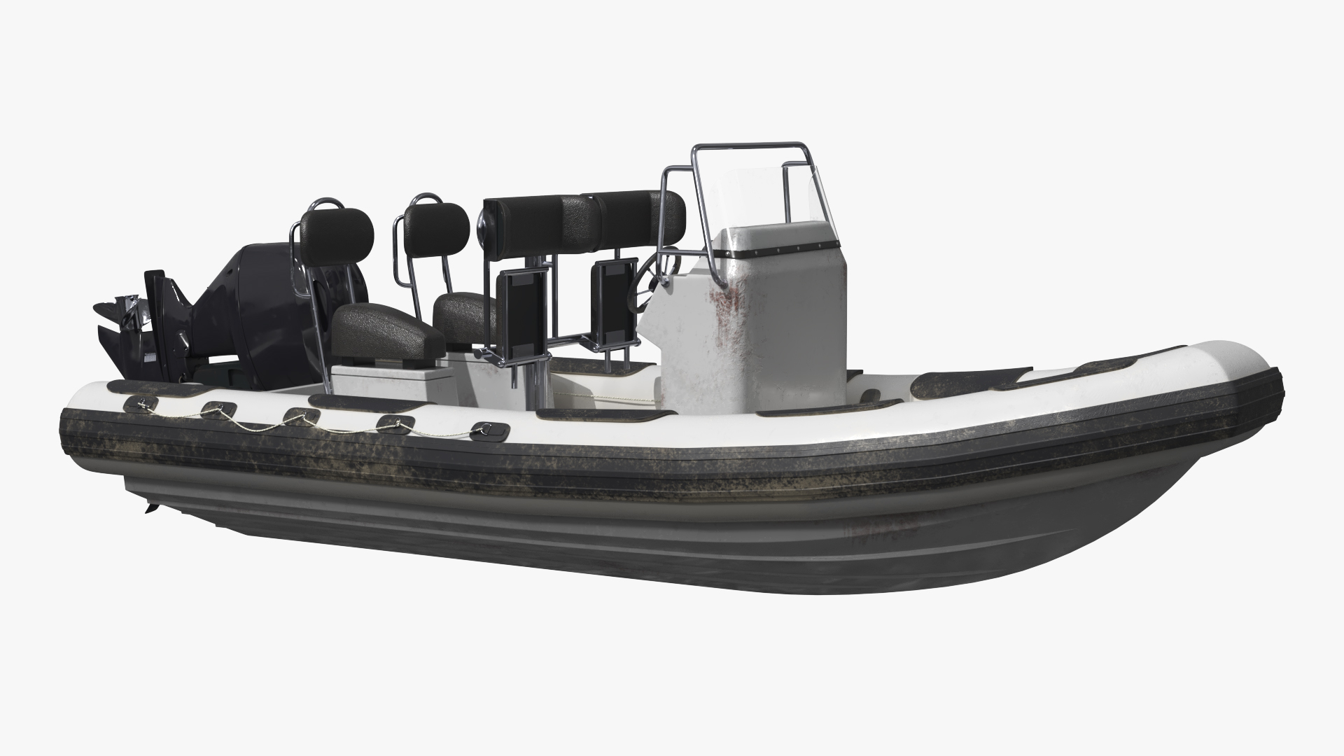 Inflatable Rigid Hull Boat with Outboard Motor - view 2