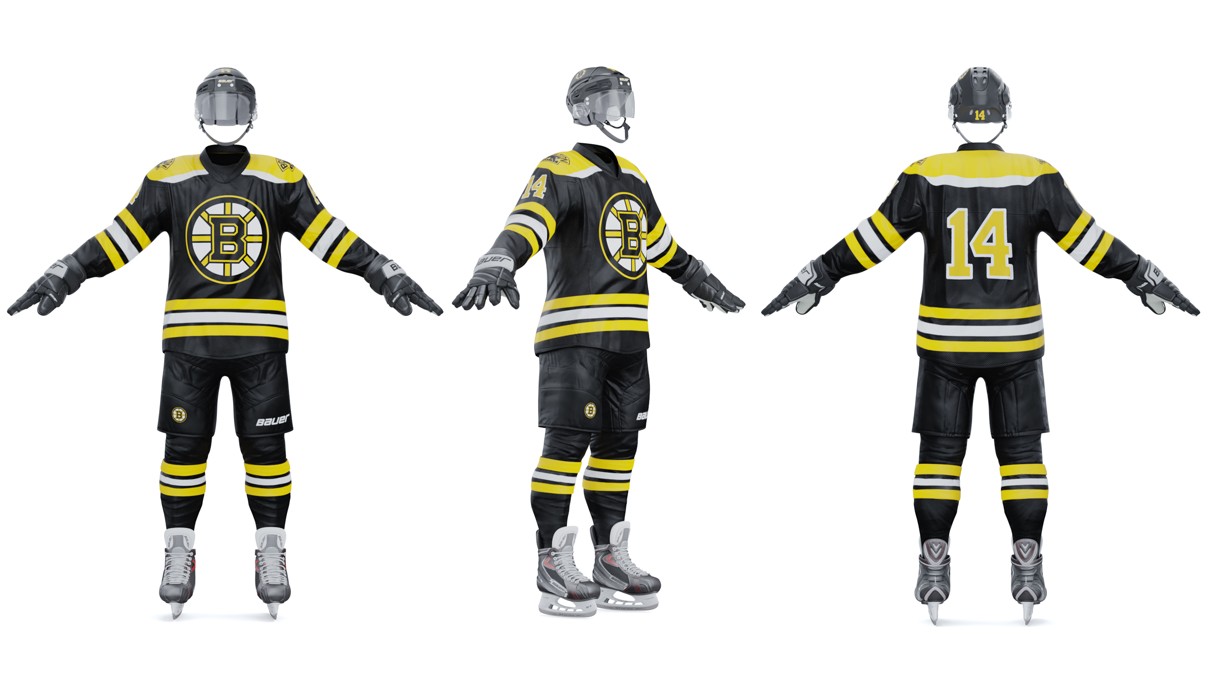 3D Hockey Uniform Boston Bruins model