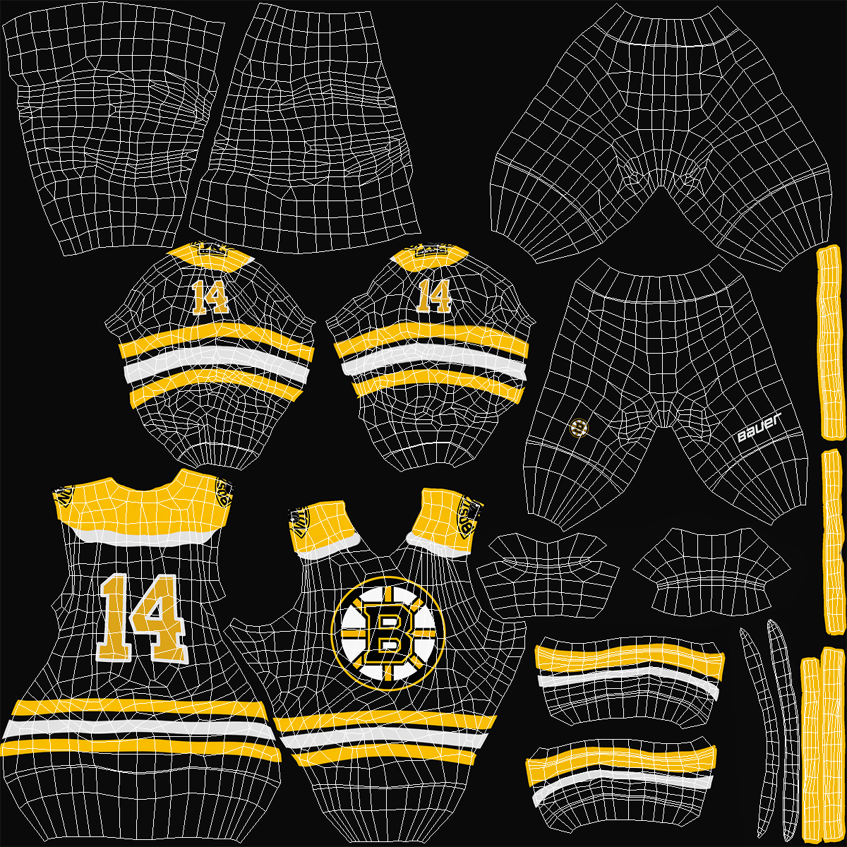 3D Hockey Uniform Boston Bruins model