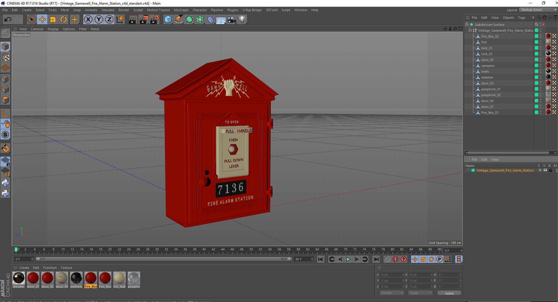 3D model Vintage Gamewell Fire Alarm Station