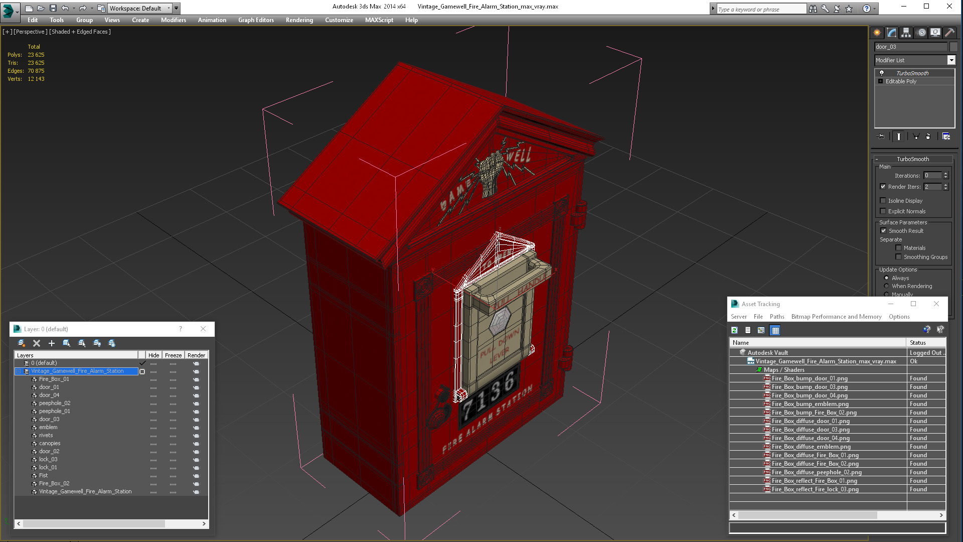 3D model Vintage Gamewell Fire Alarm Station