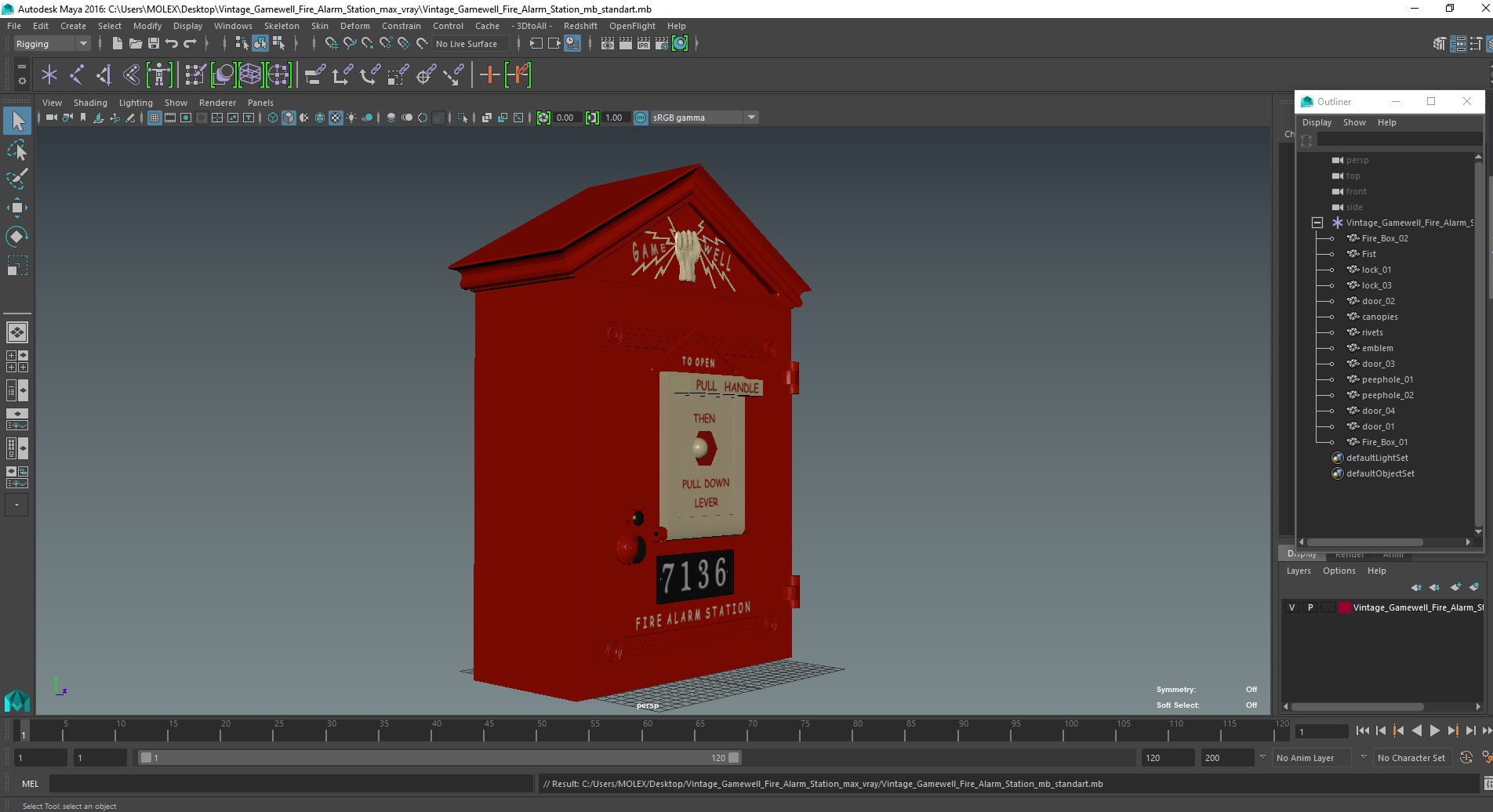 3D model Vintage Gamewell Fire Alarm Station