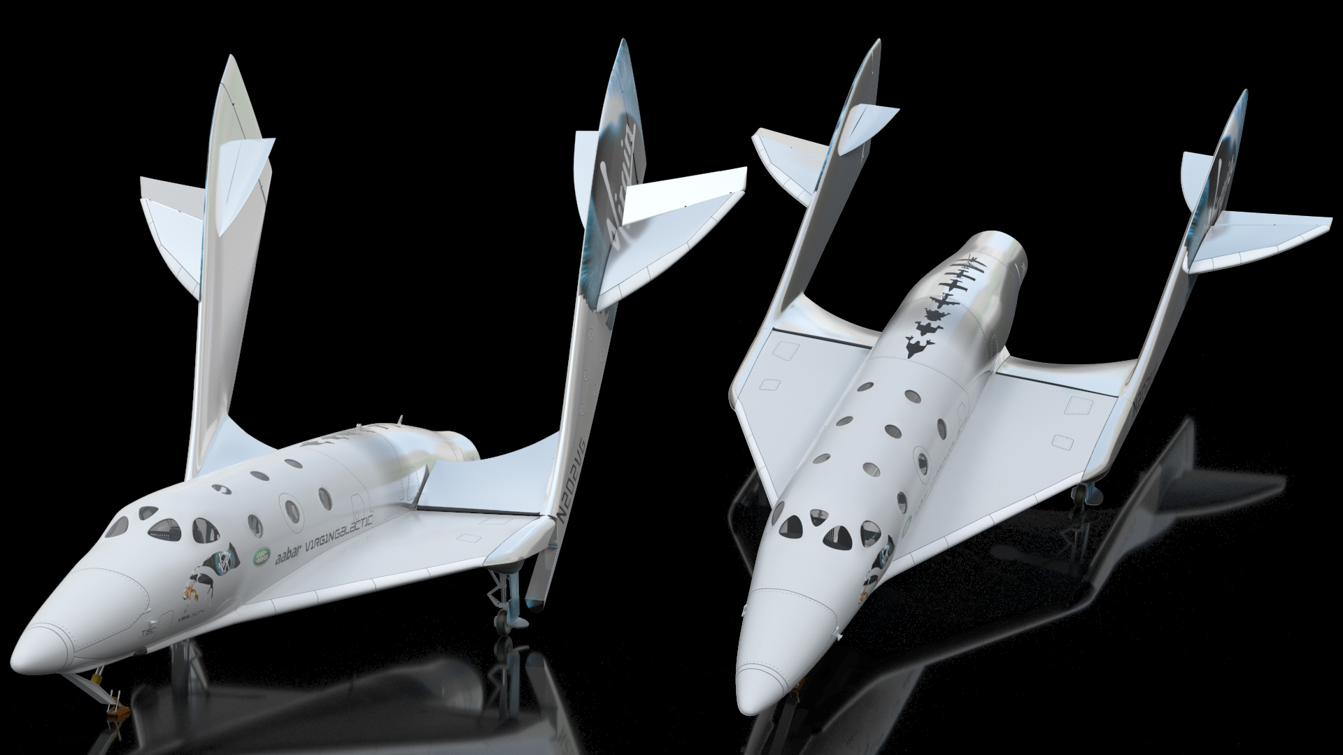 3D model VSS Unity Virgin Suborbital Spaceplane Rigged