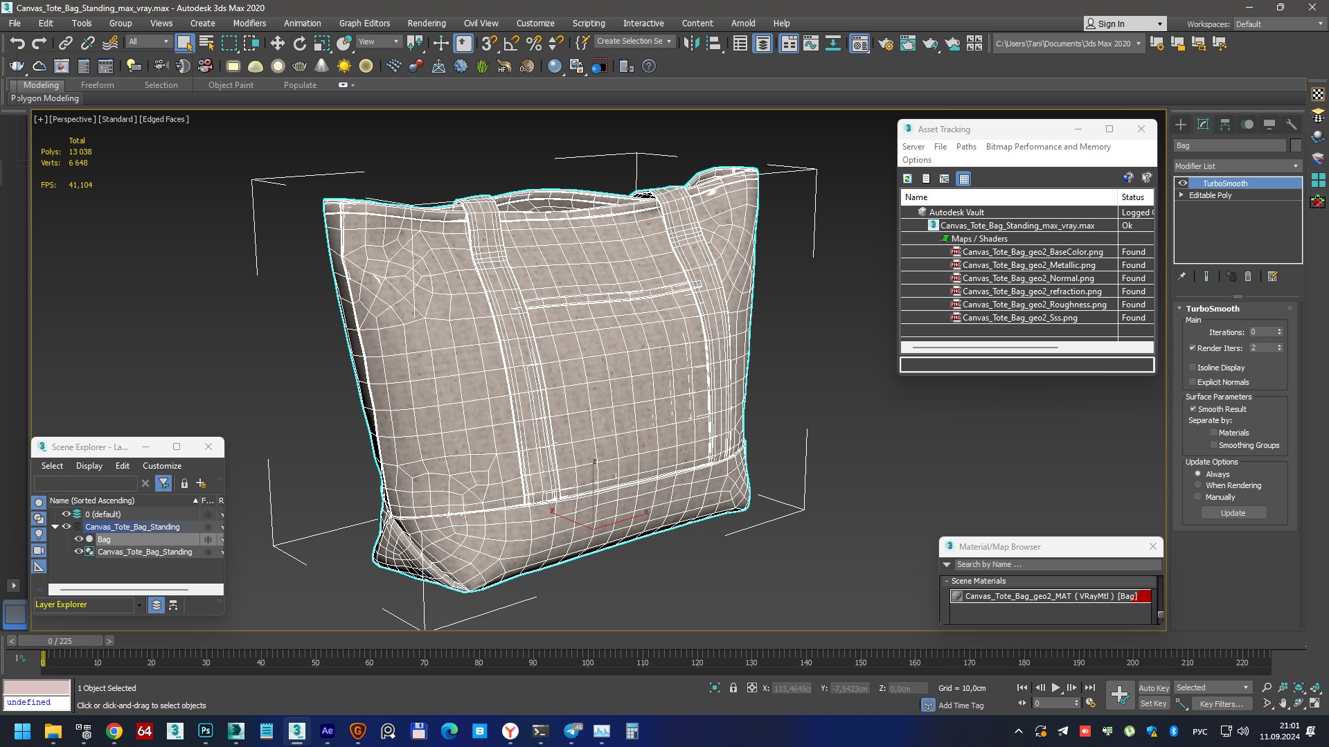 Canvas Tote Bag Standing 3D model