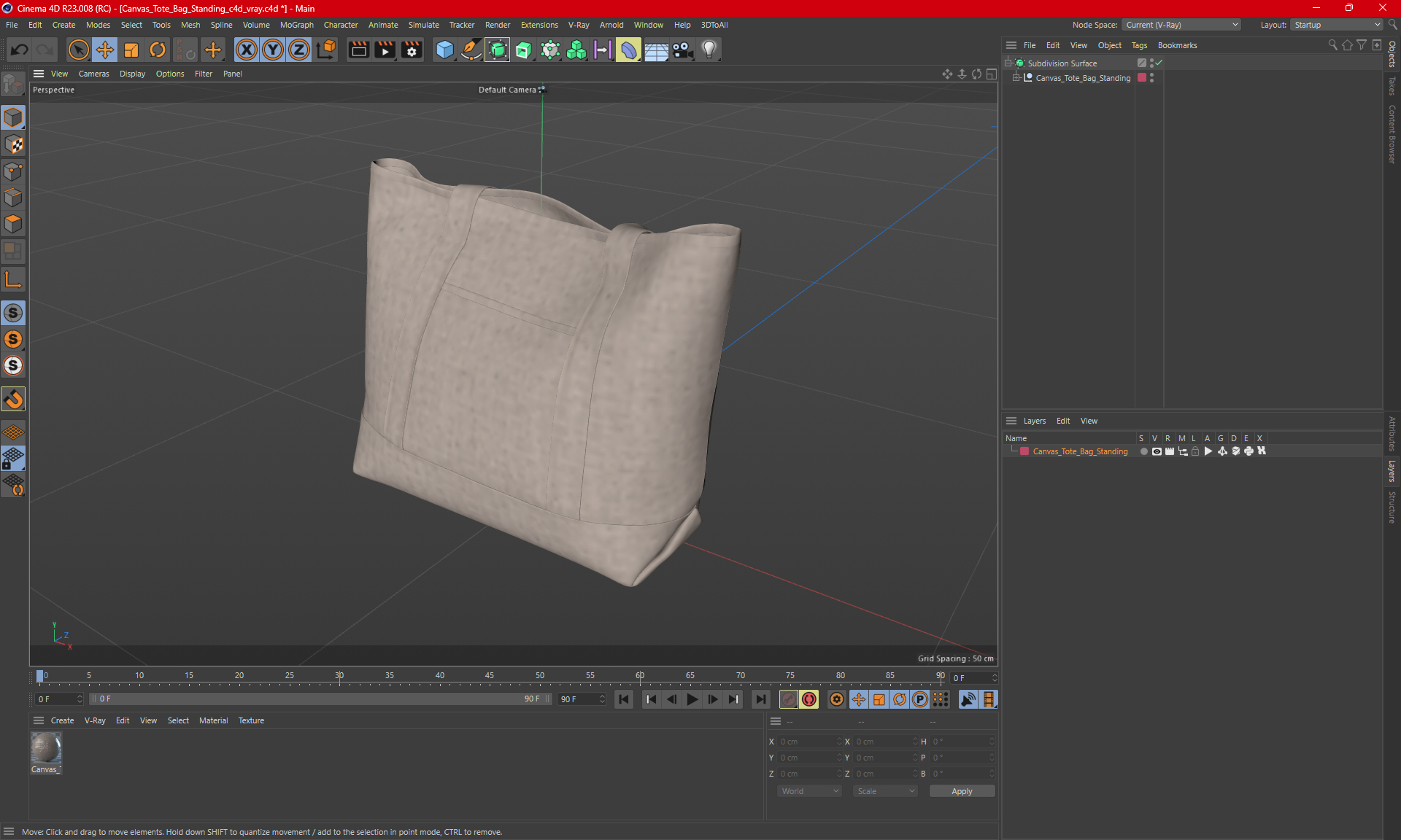 Canvas Tote Bag Standing 3D model