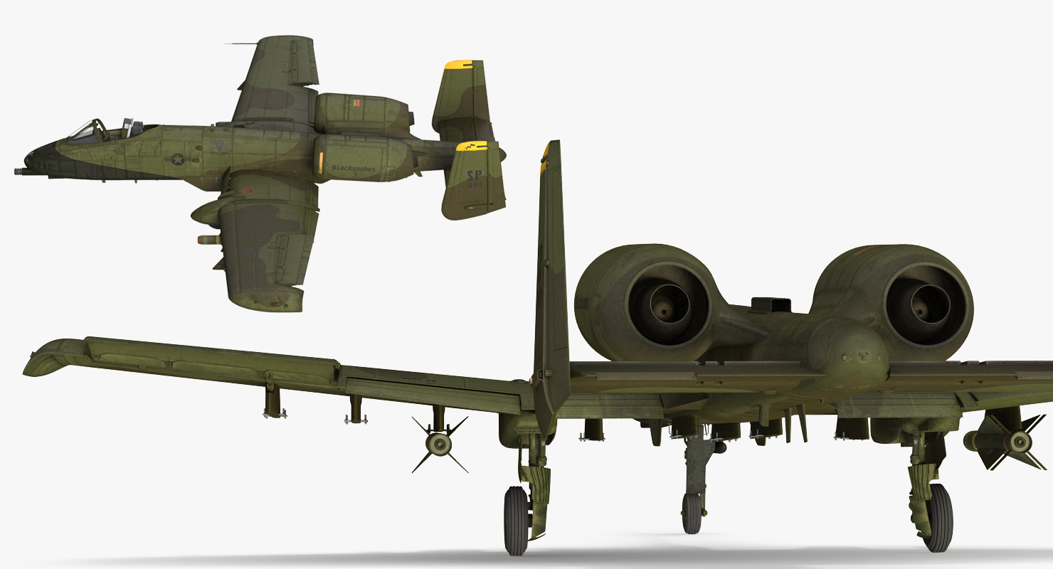 3D Fairchild Republic A 10 Thunderbolt II Green Rigged