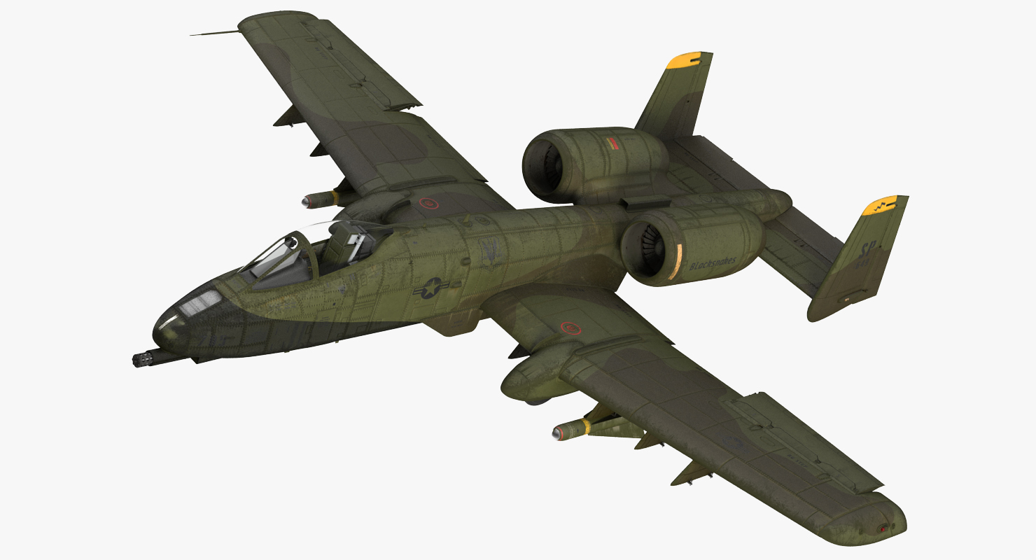 3D Fairchild Republic A 10 Thunderbolt II Green Rigged