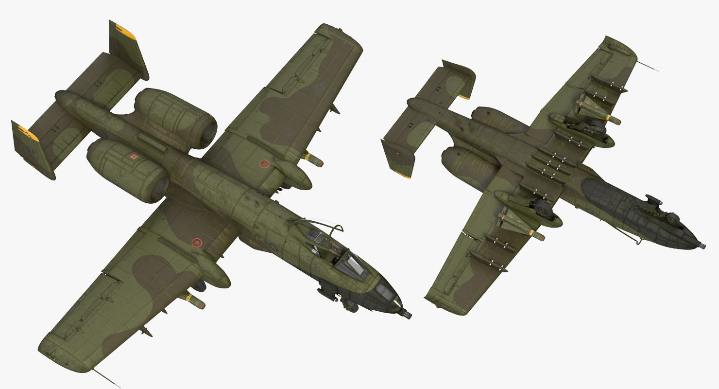 3D Fairchild Republic A 10 Thunderbolt II Green Rigged