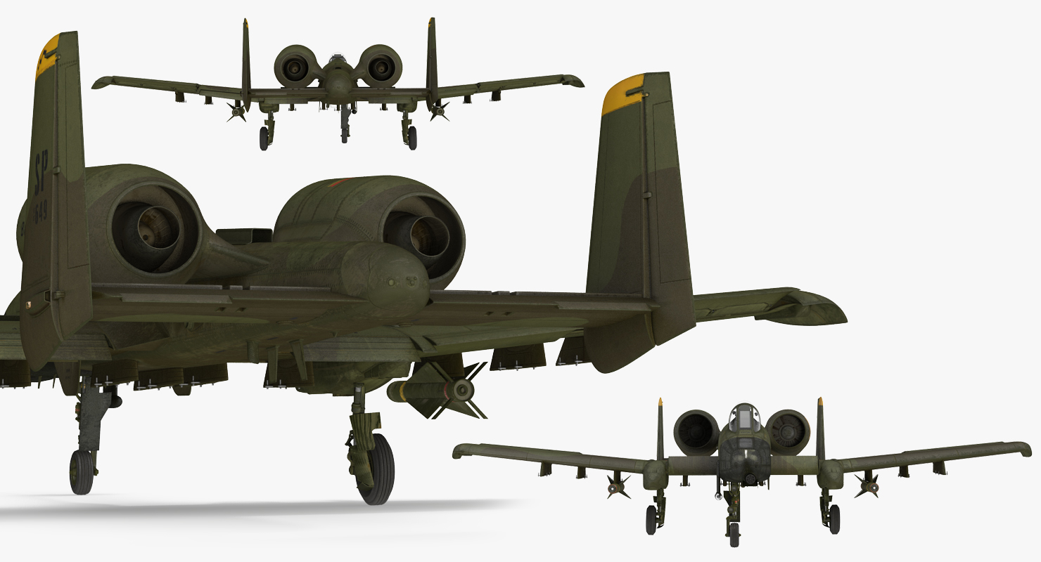 3D Fairchild Republic A 10 Thunderbolt II Green Rigged