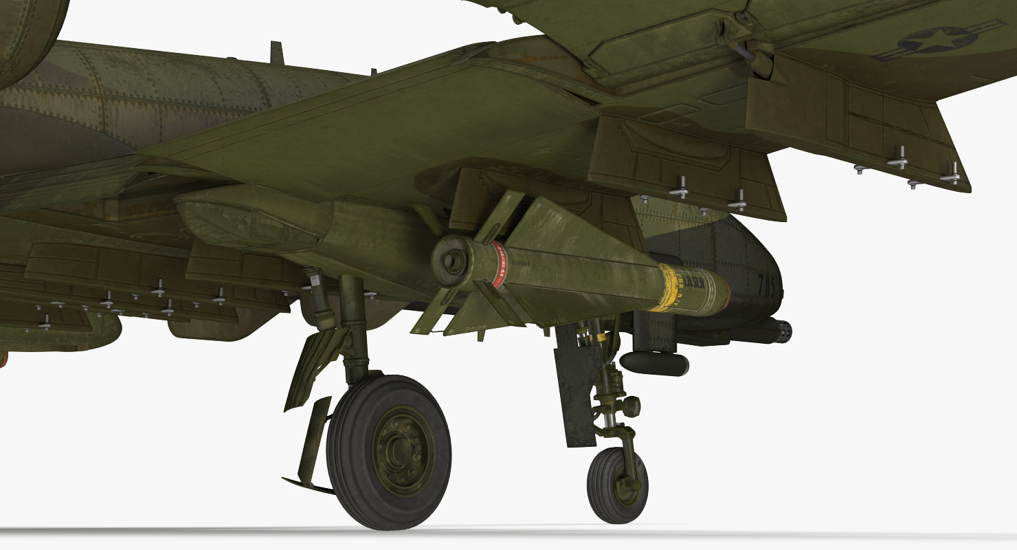 3D Fairchild Republic A 10 Thunderbolt II Green Rigged