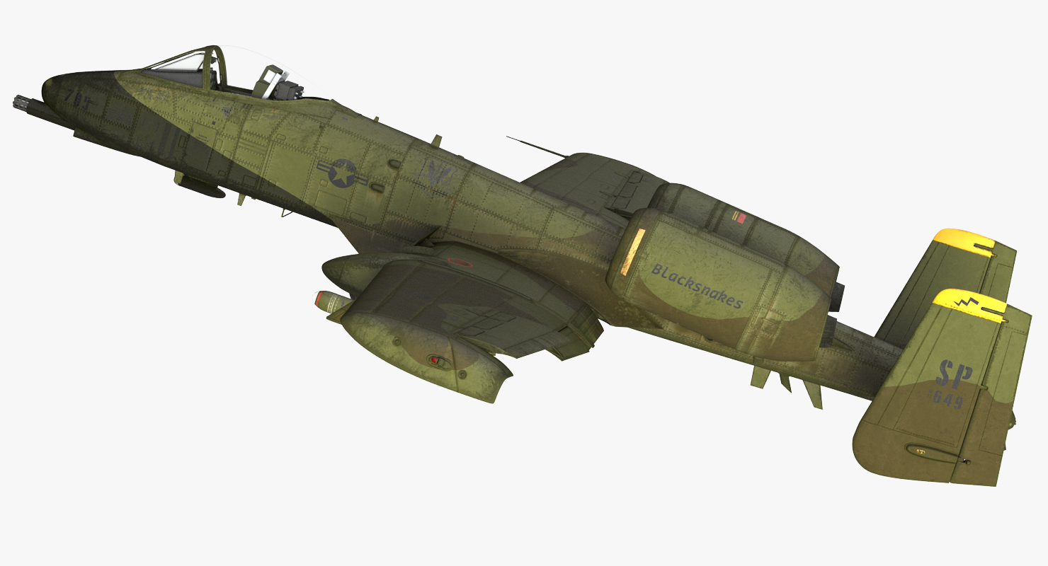 3D Fairchild Republic A 10 Thunderbolt II Green Rigged
