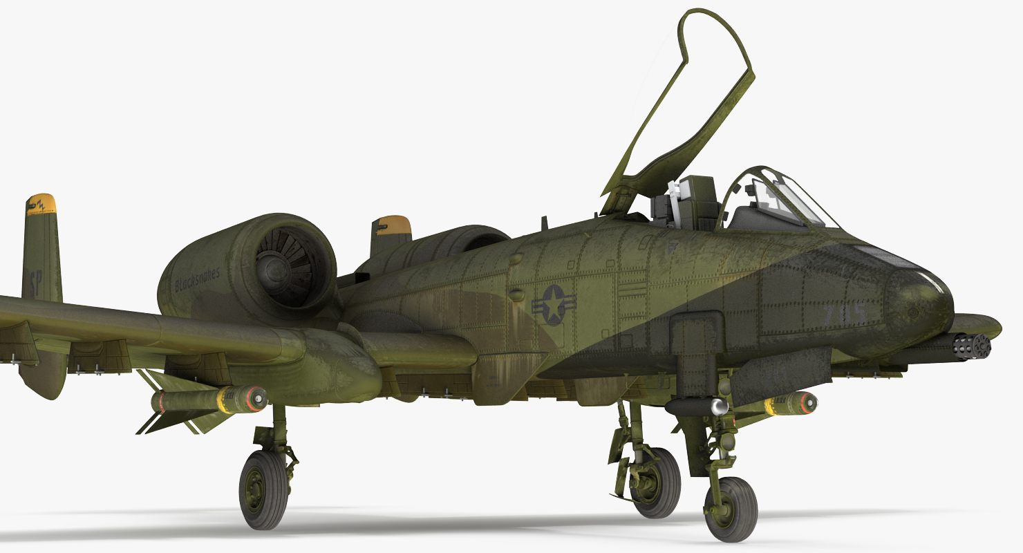 3D Fairchild Republic A 10 Thunderbolt II Green Rigged