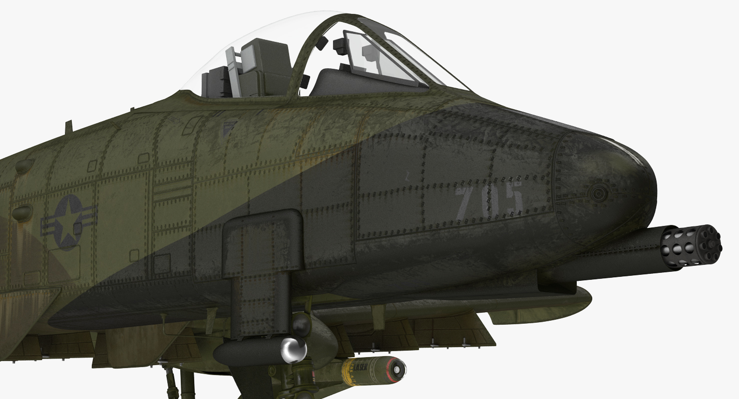 3D Fairchild Republic A 10 Thunderbolt II Green Rigged