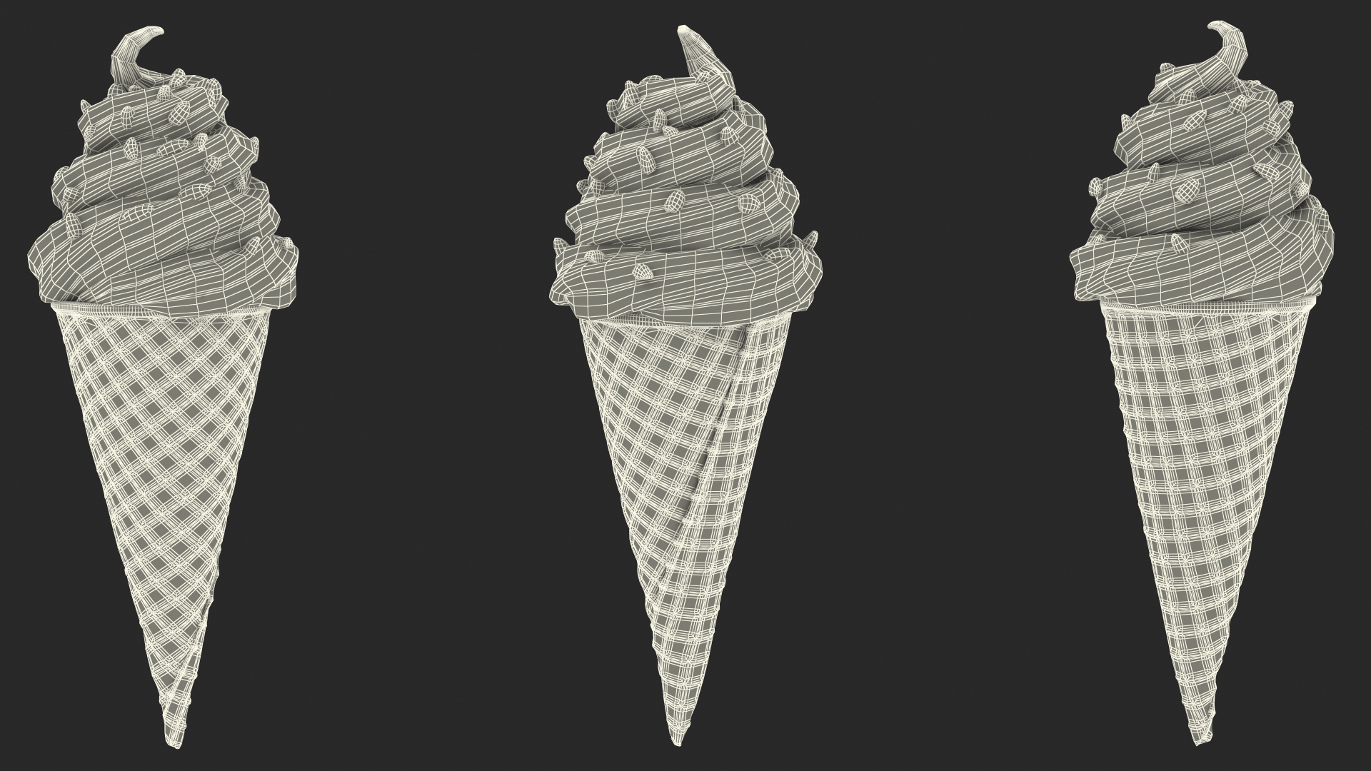Chocolate Ice Cream With Nuts 3D model
