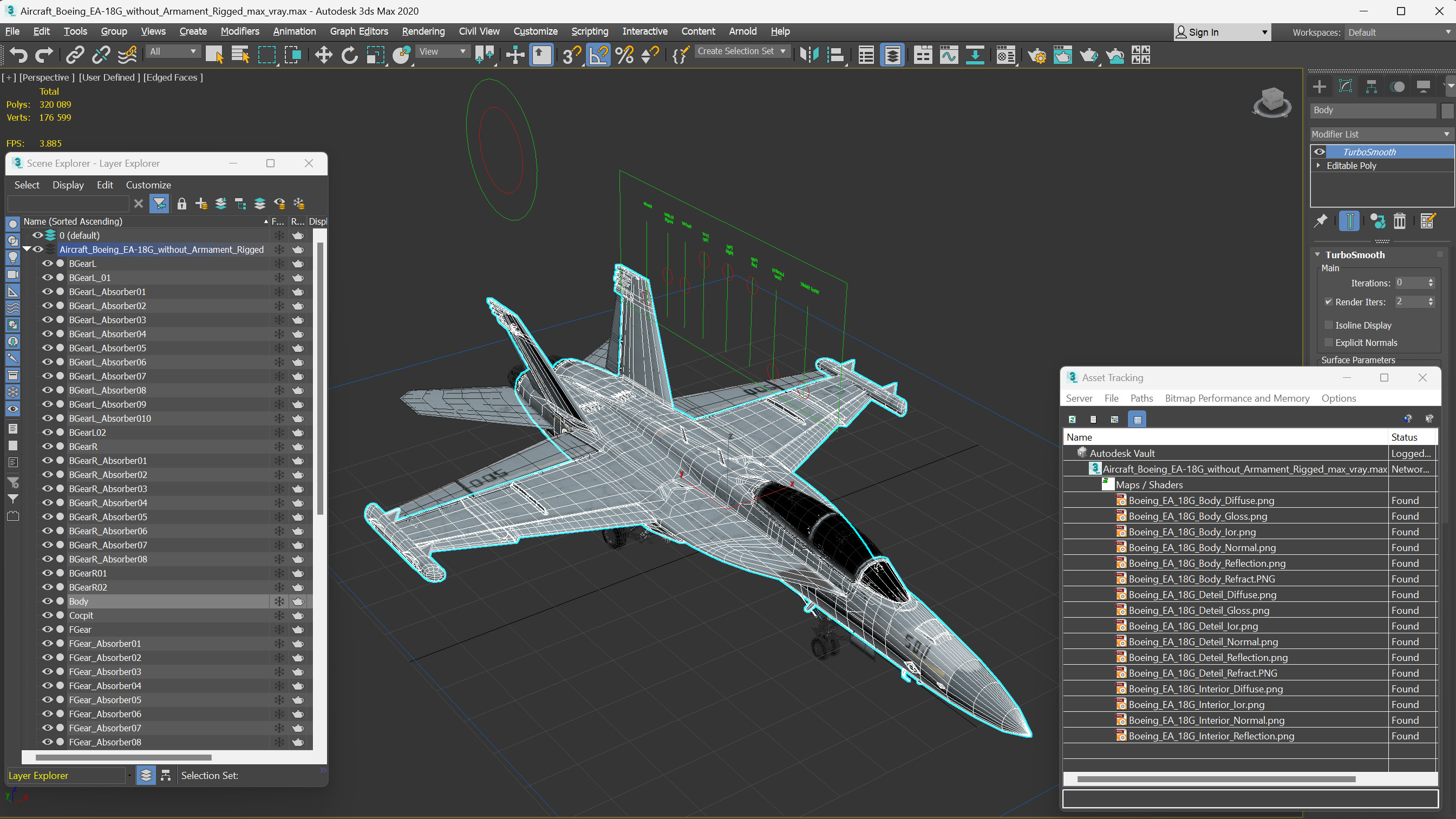 3D Aircraft Boeing EA-18G without Armament Rigged