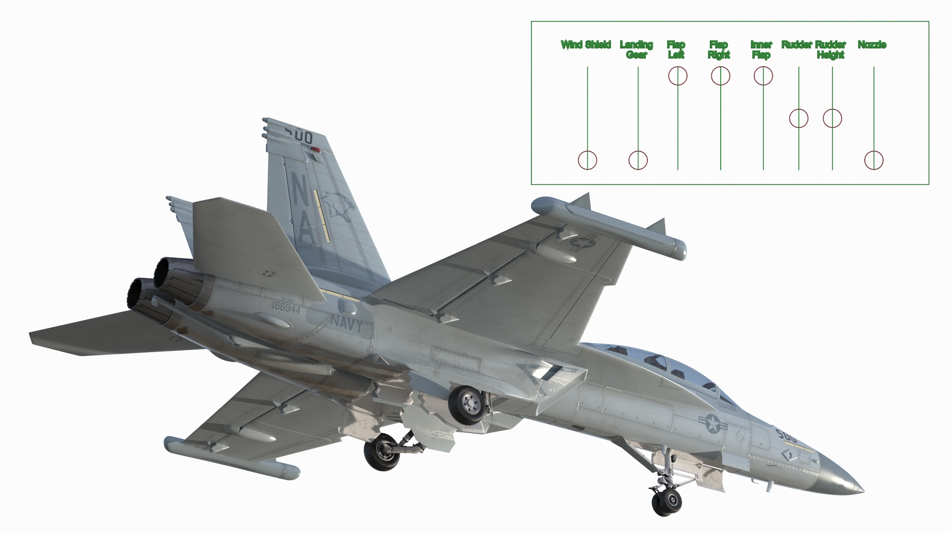 3D Aircraft Boeing EA-18G without Armament Rigged