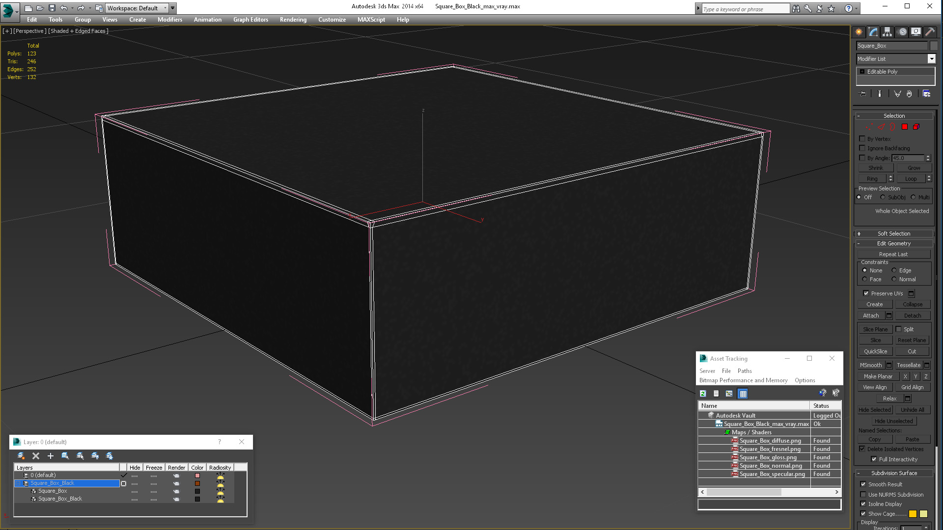 3D Square Box Black