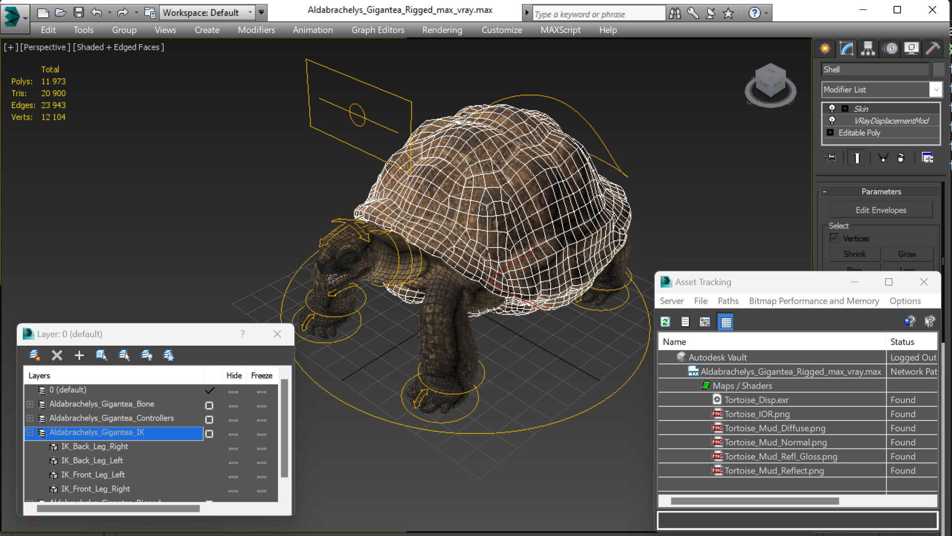 3D Aldabrachelys Gigantea Rigged for Cinema 4D model