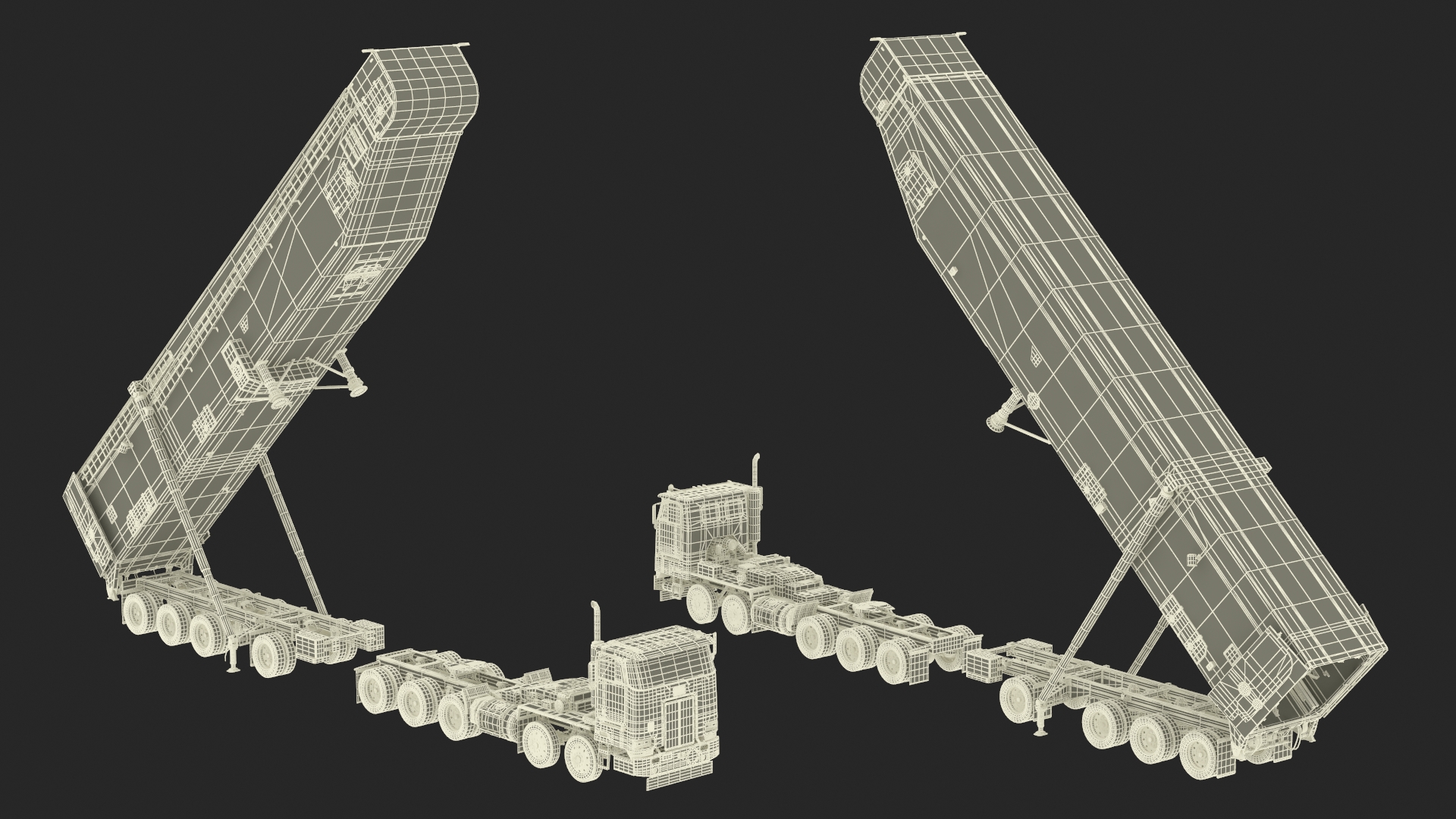 3D model Transporter Erector Loader with Raised Elevated Trailer
