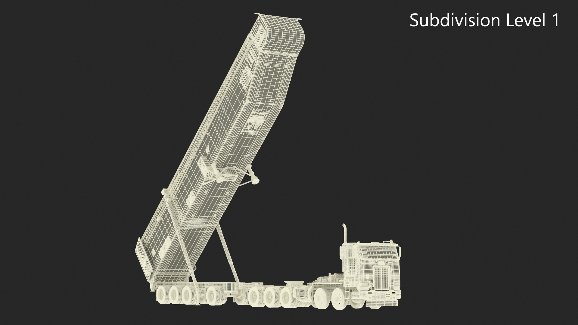 3D model Transporter Erector Loader with Raised Elevated Trailer