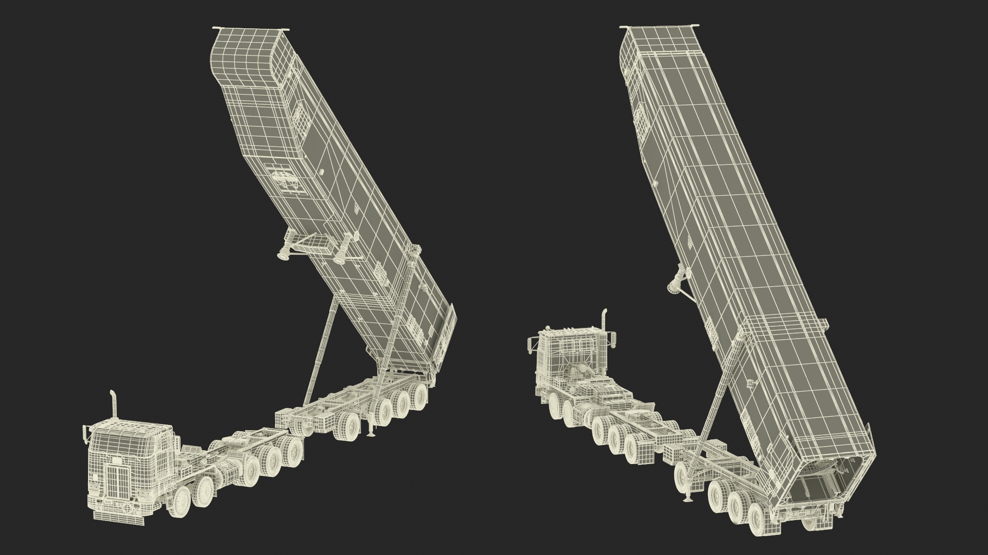 3D model Transporter Erector Loader with Raised Elevated Trailer