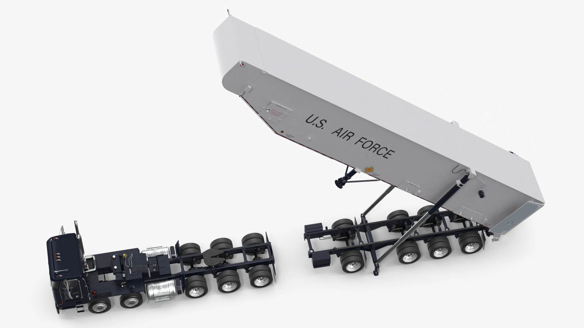 3D model Transporter Erector Loader with Raised Elevated Trailer