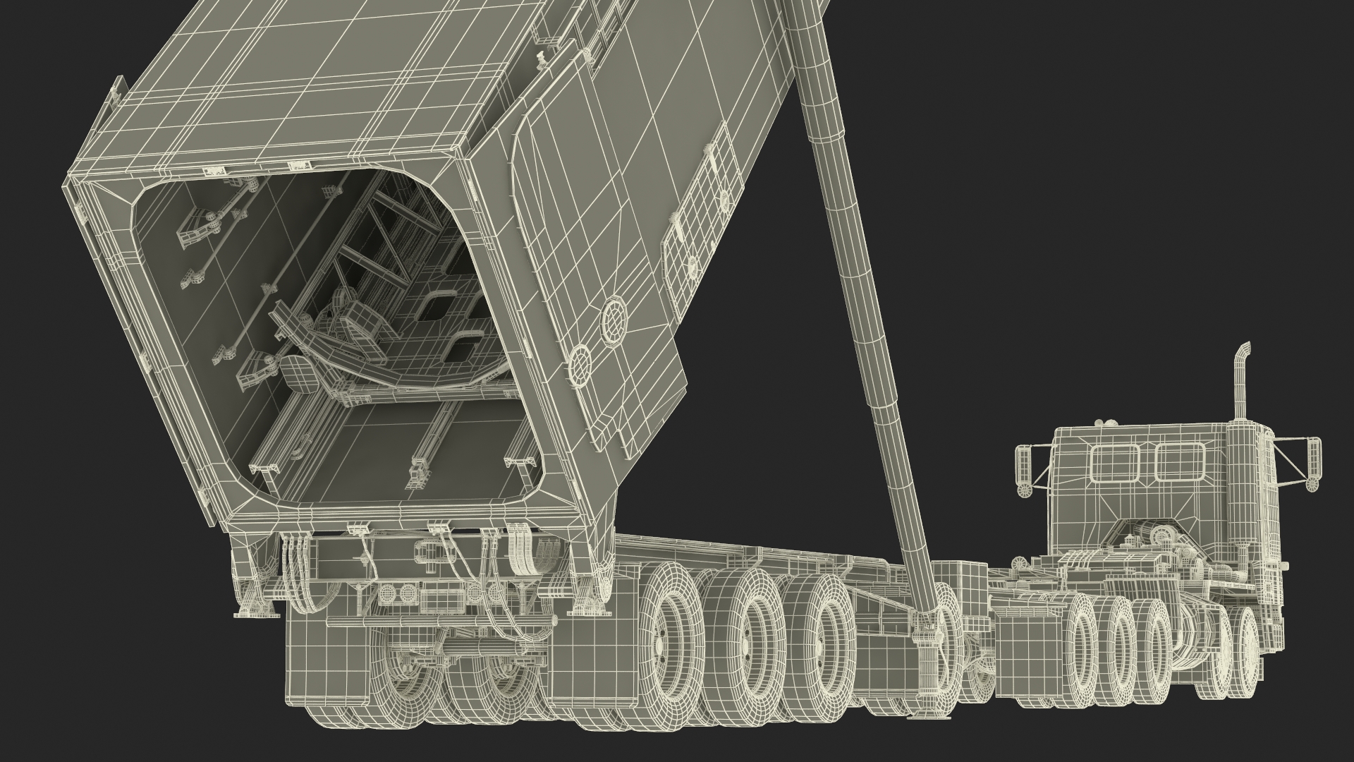 3D model Transporter Erector Loader with Raised Elevated Trailer