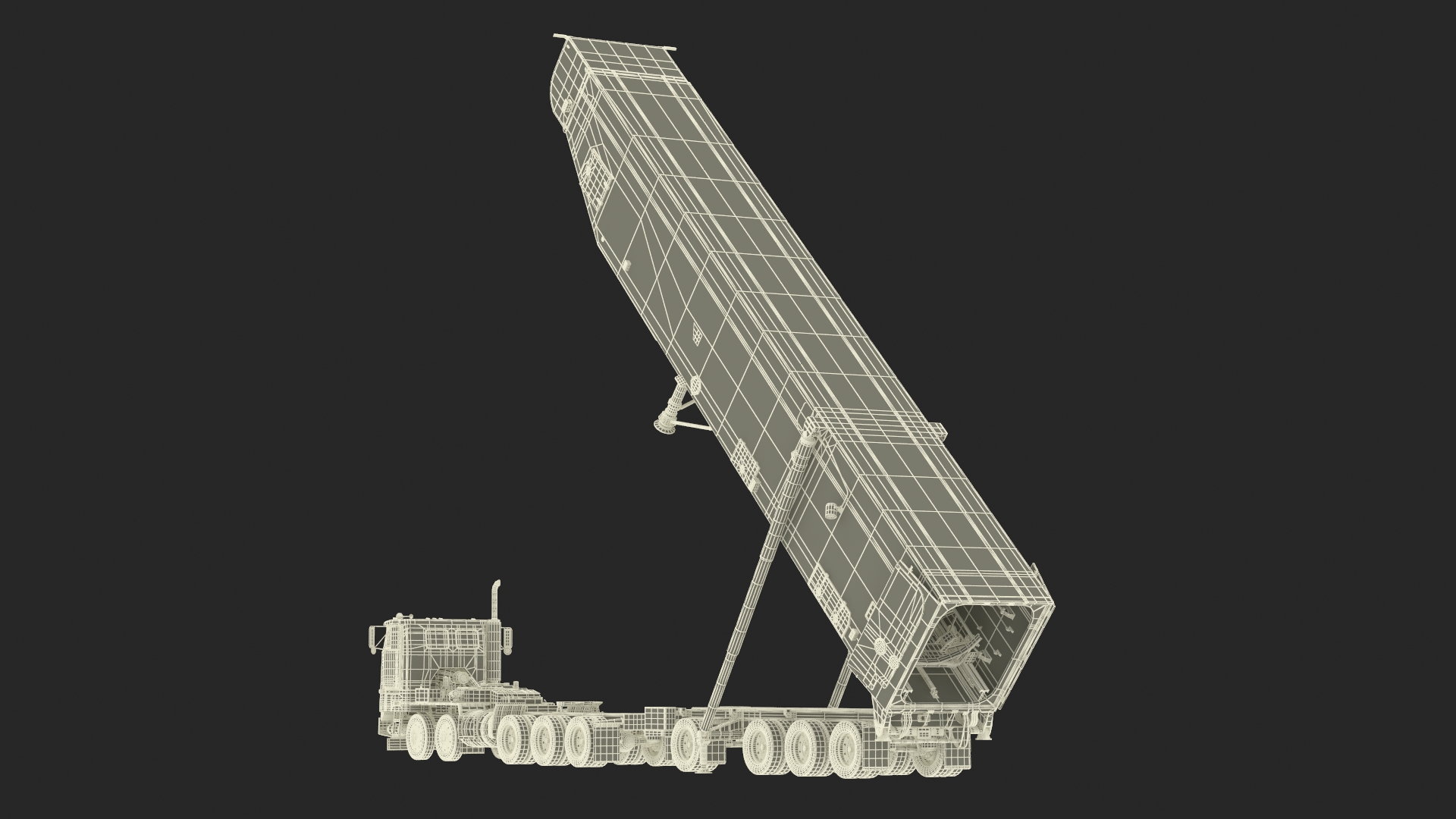 3D model Transporter Erector Loader with Raised Elevated Trailer