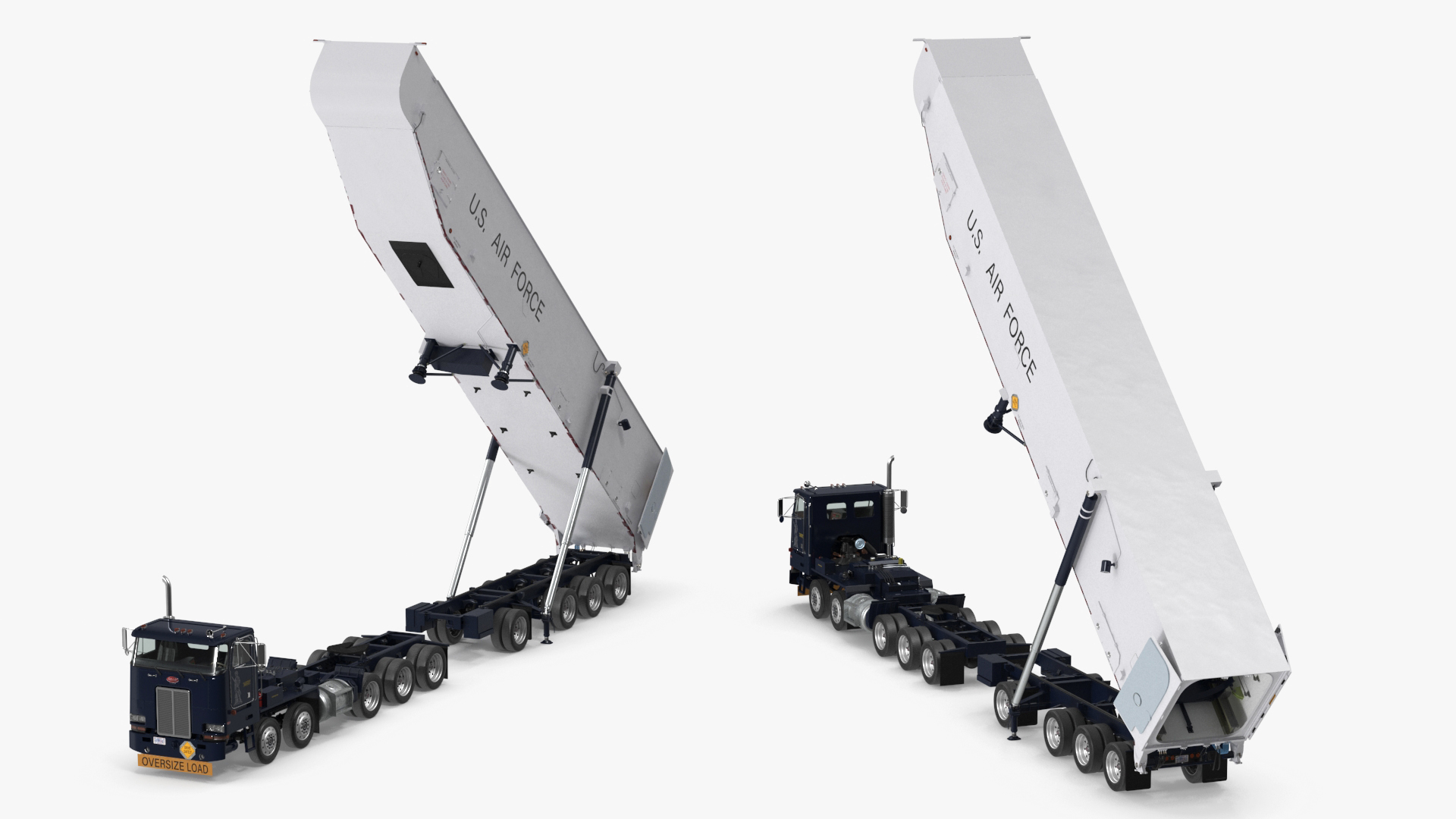 3D model Transporter Erector Loader with Raised Elevated Trailer