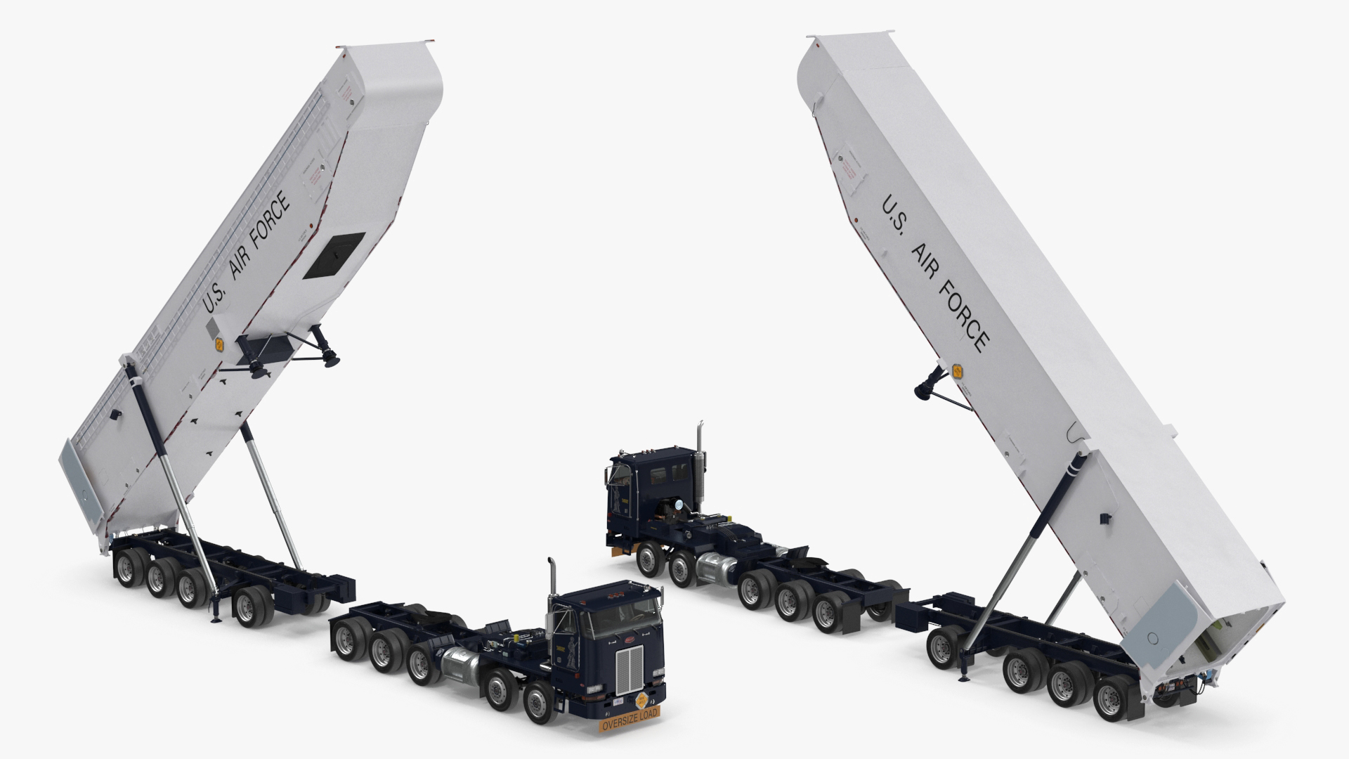 3D model Transporter Erector Loader with Raised Elevated Trailer