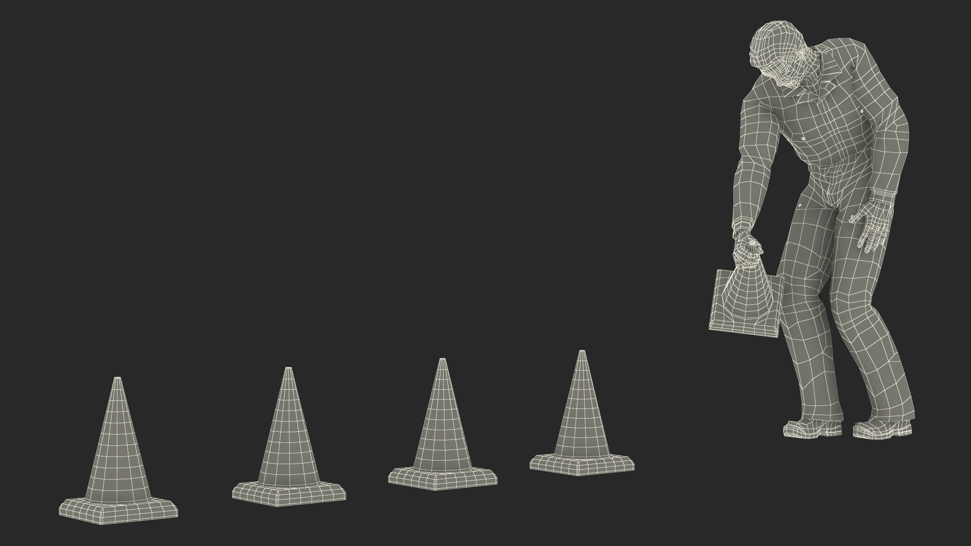 Dirty Road Worker Set Up Cone 3D model