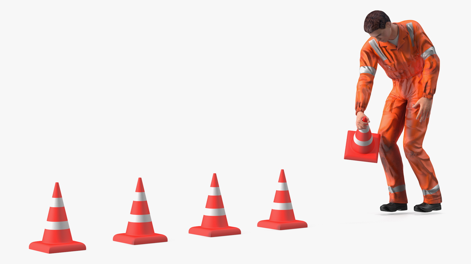 Dirty Road Worker Set Up Cone 3D model