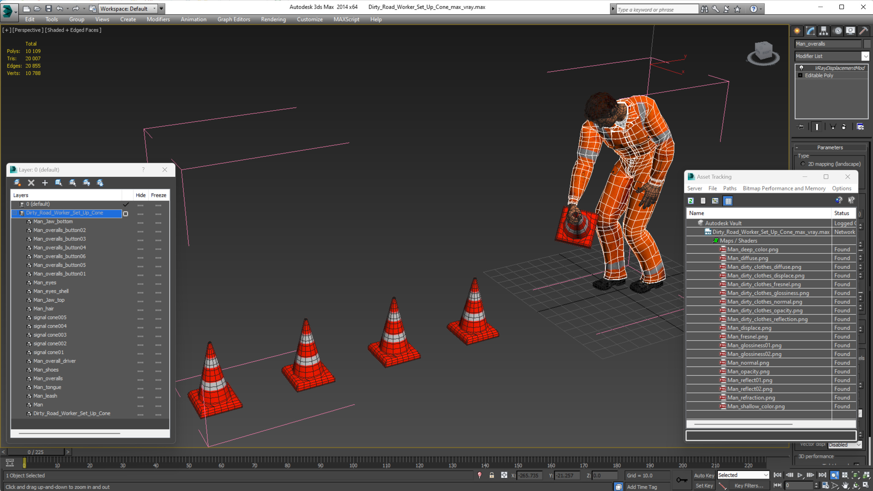 Dirty Road Worker Set Up Cone 3D model