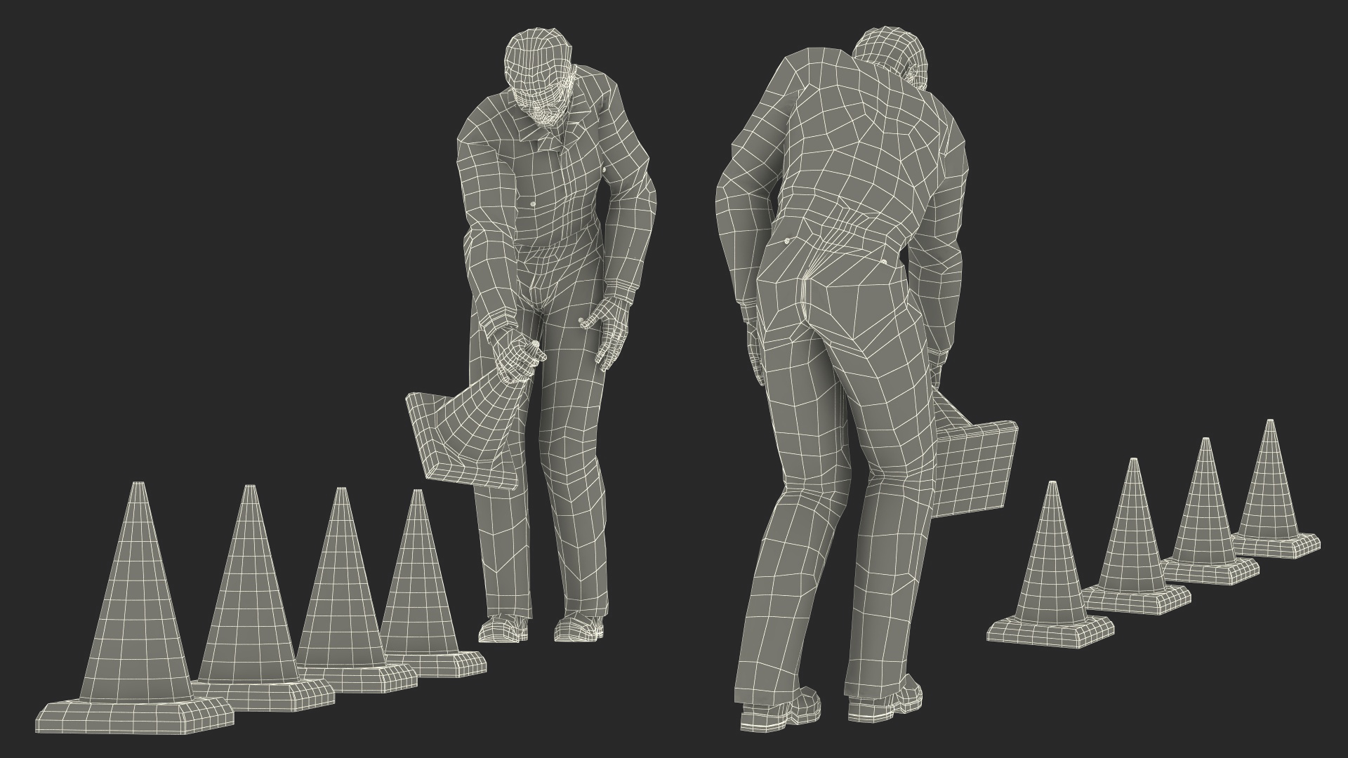 Dirty Road Worker Set Up Cone 3D model