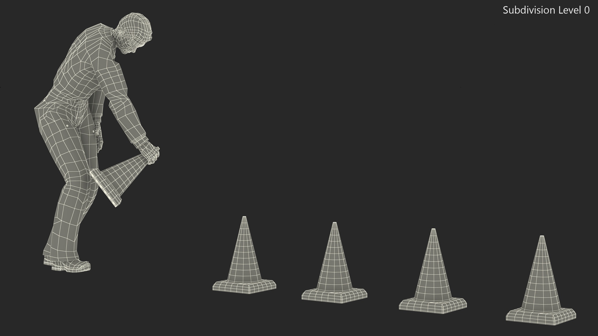 Dirty Road Worker Set Up Cone 3D model