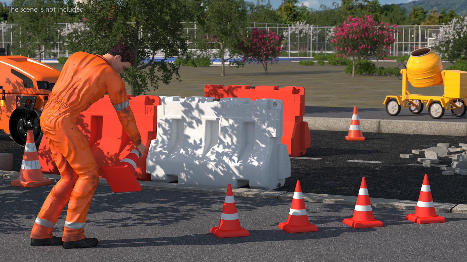 Dirty Road Worker Set Up Cone 3D model