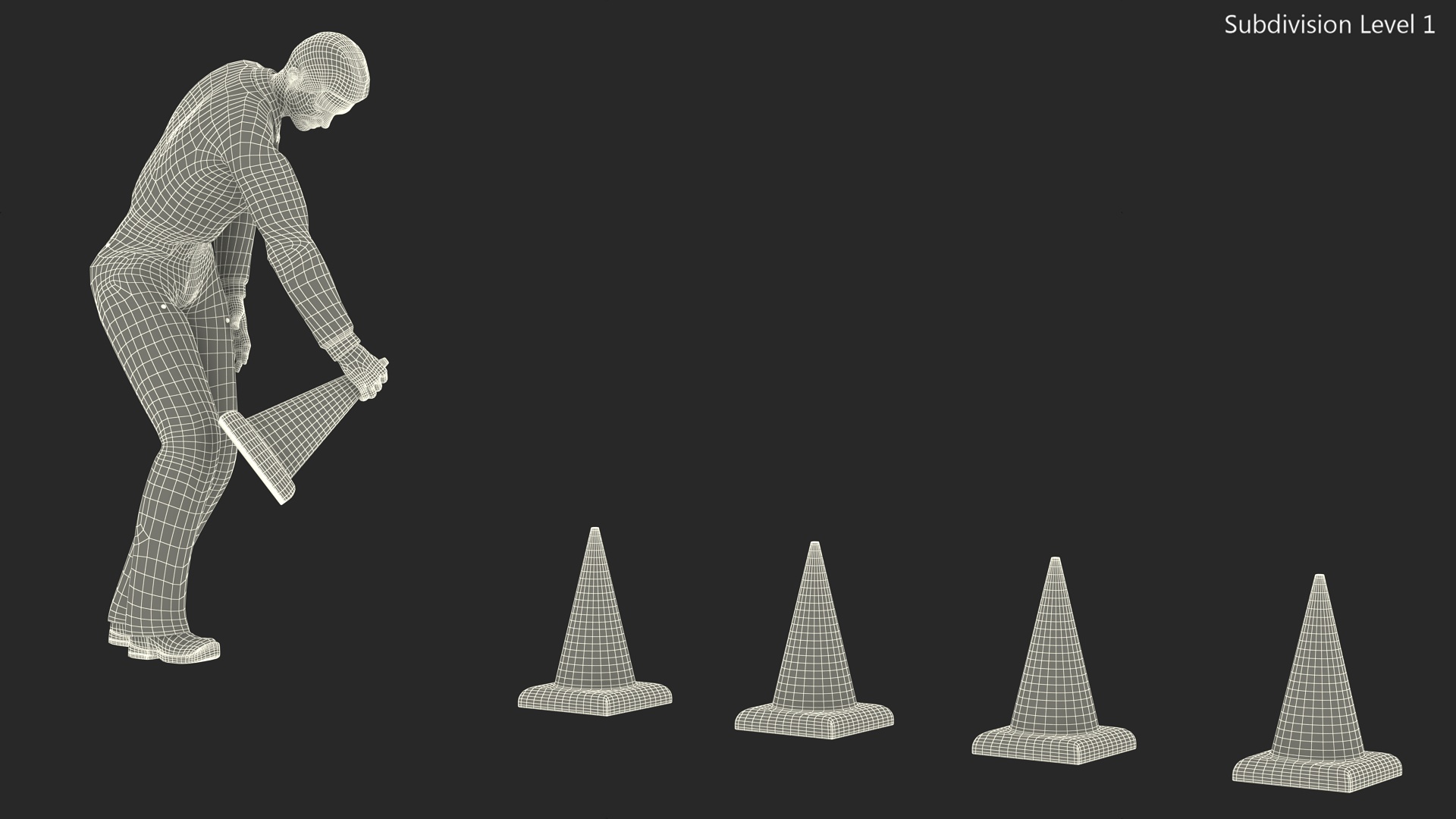 Dirty Road Worker Set Up Cone 3D model