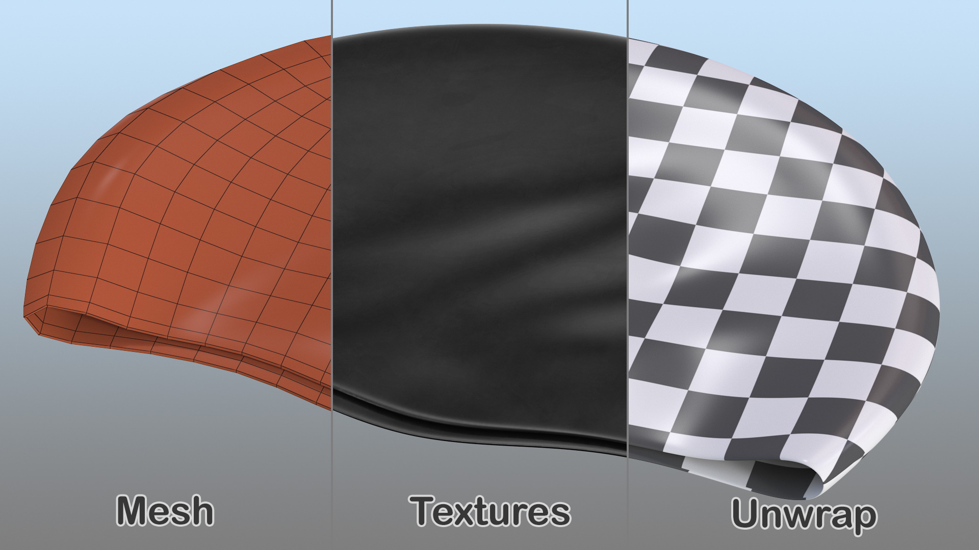 3D Speedo Black Waterproof Swimming Cap