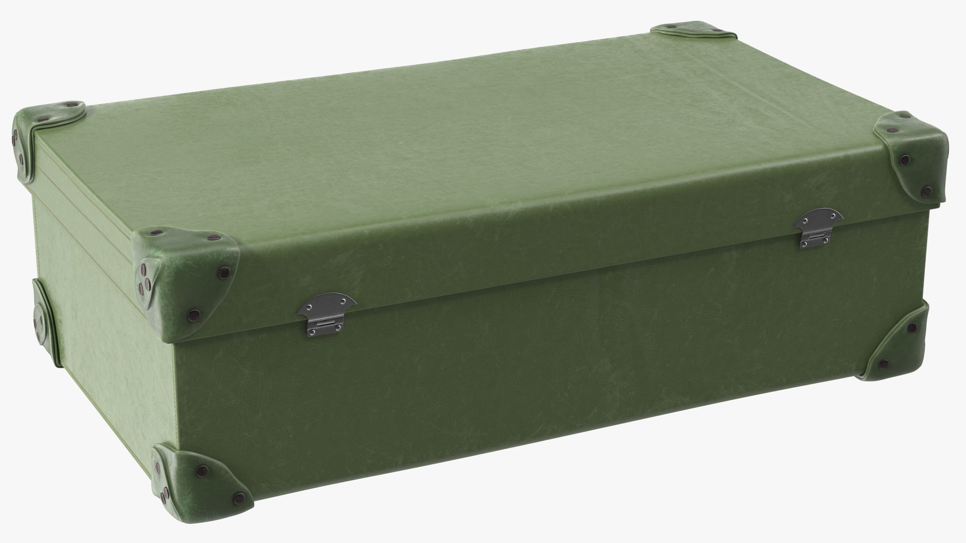 3D Vintage Leather Suitcase Large Green