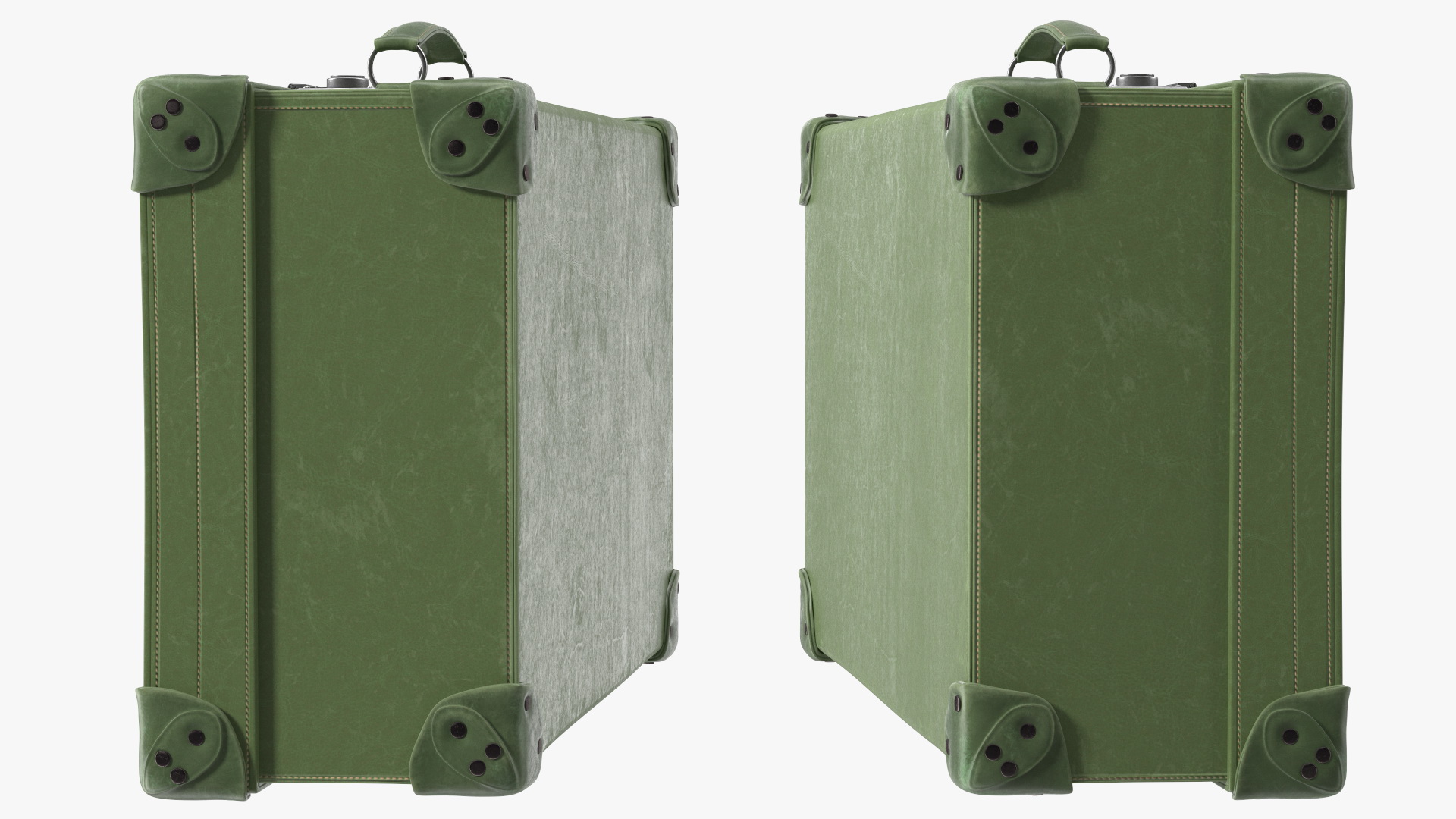 3D Vintage Leather Suitcase Large Green