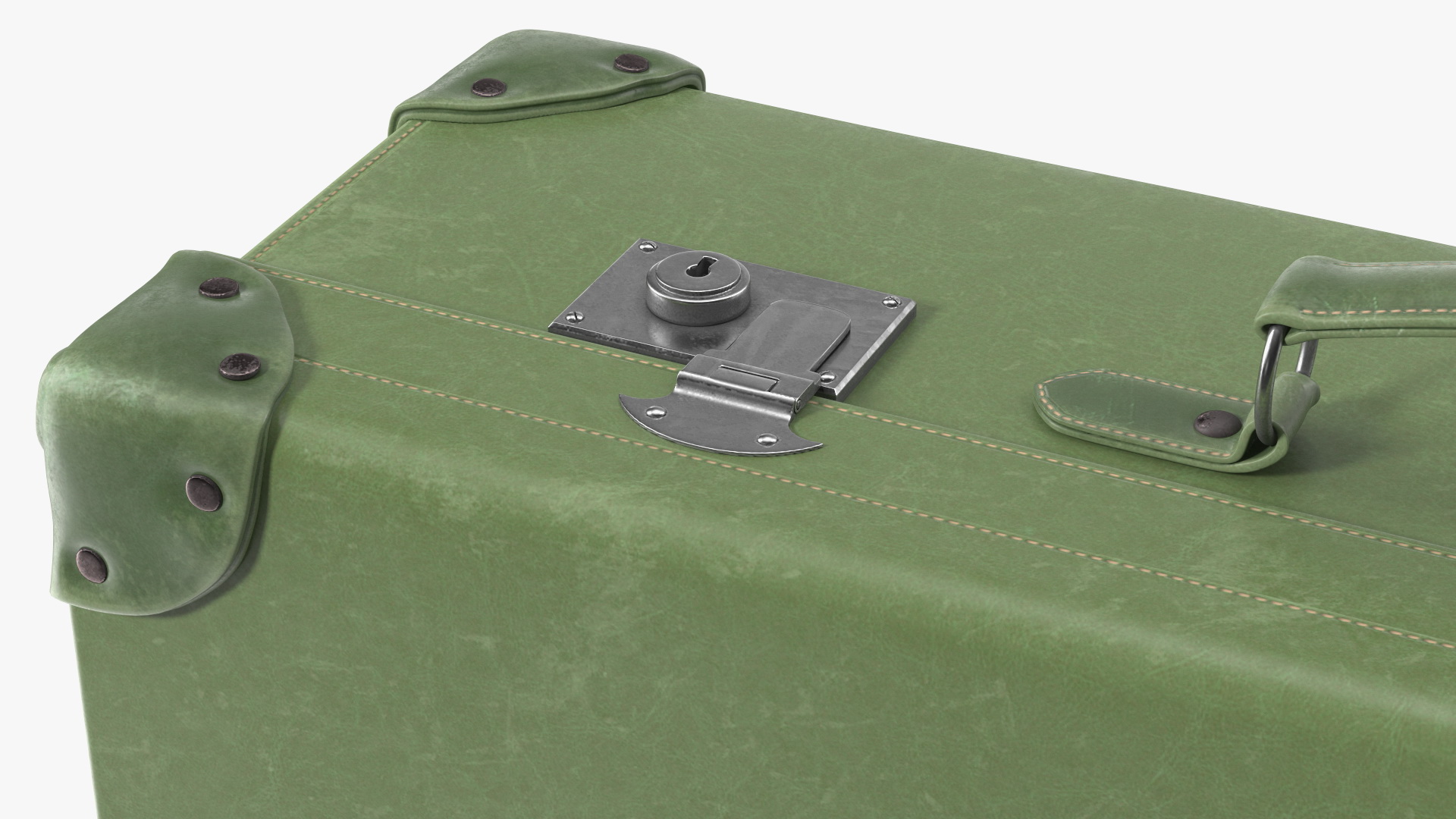 3D Vintage Leather Suitcase Large Green
