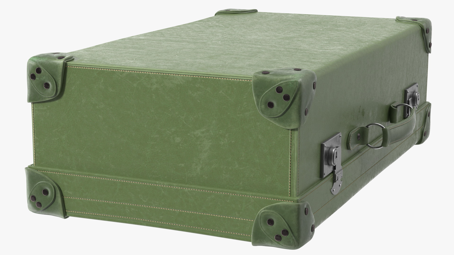 3D Vintage Leather Suitcase Large Green