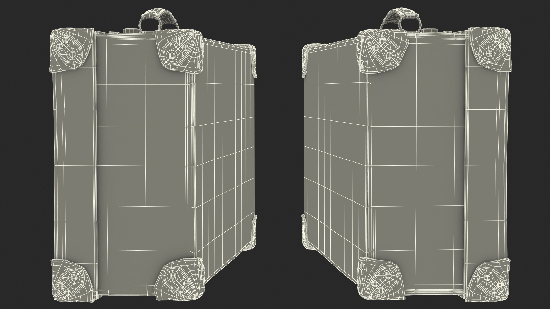 3D Vintage Leather Suitcase Large Green