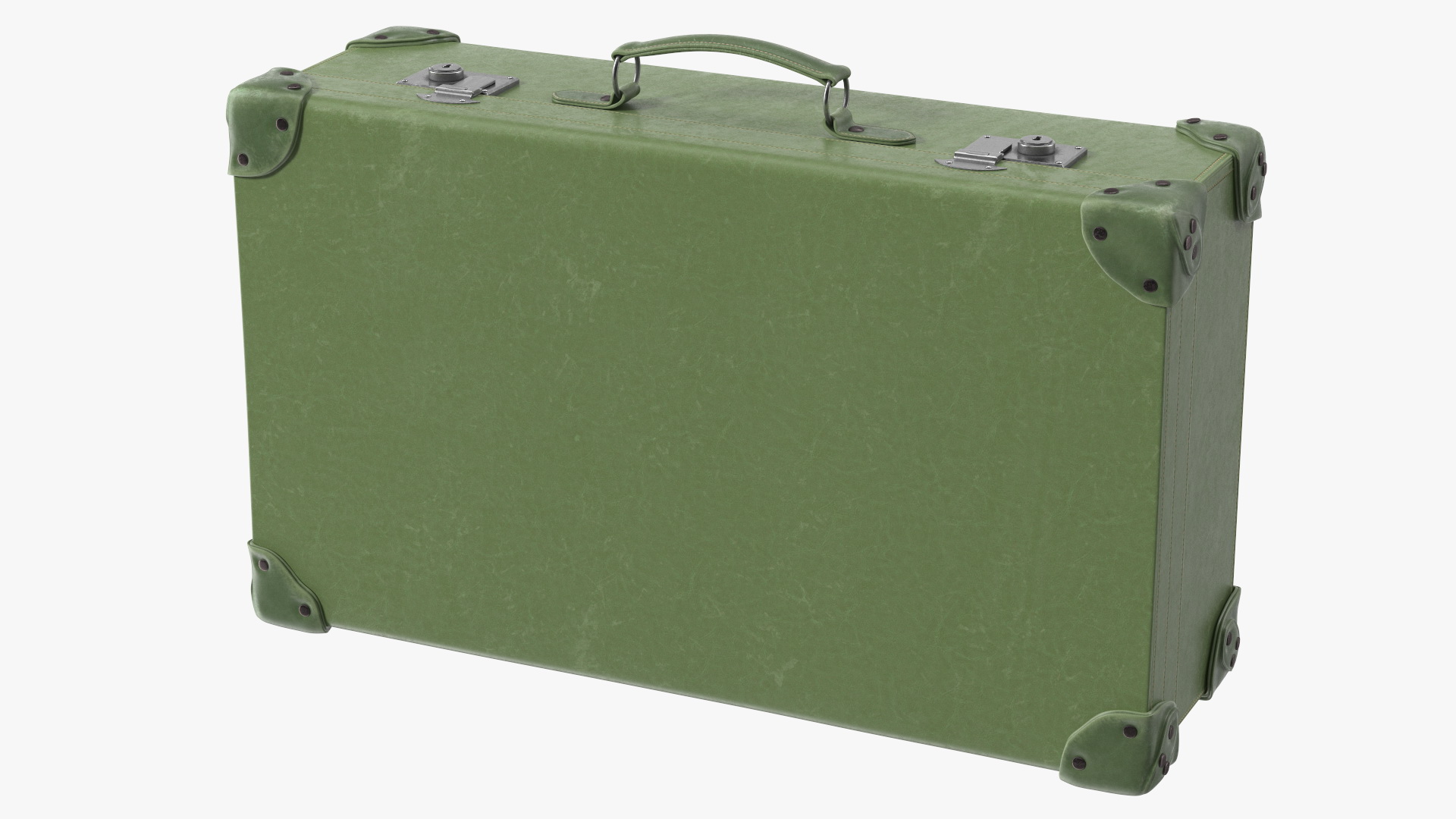 3D Vintage Leather Suitcase Large Green