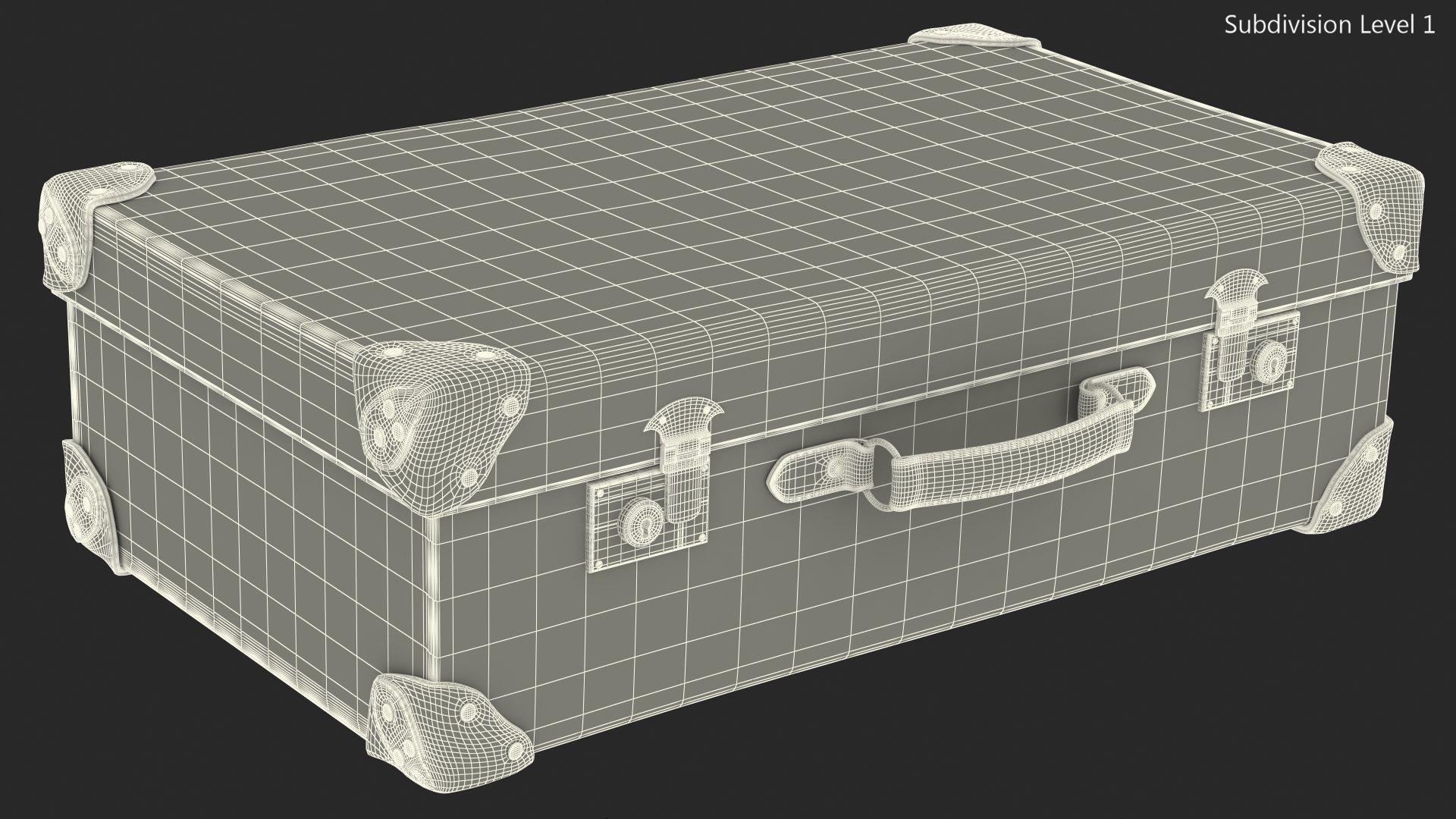 3D Vintage Leather Suitcase Large Green