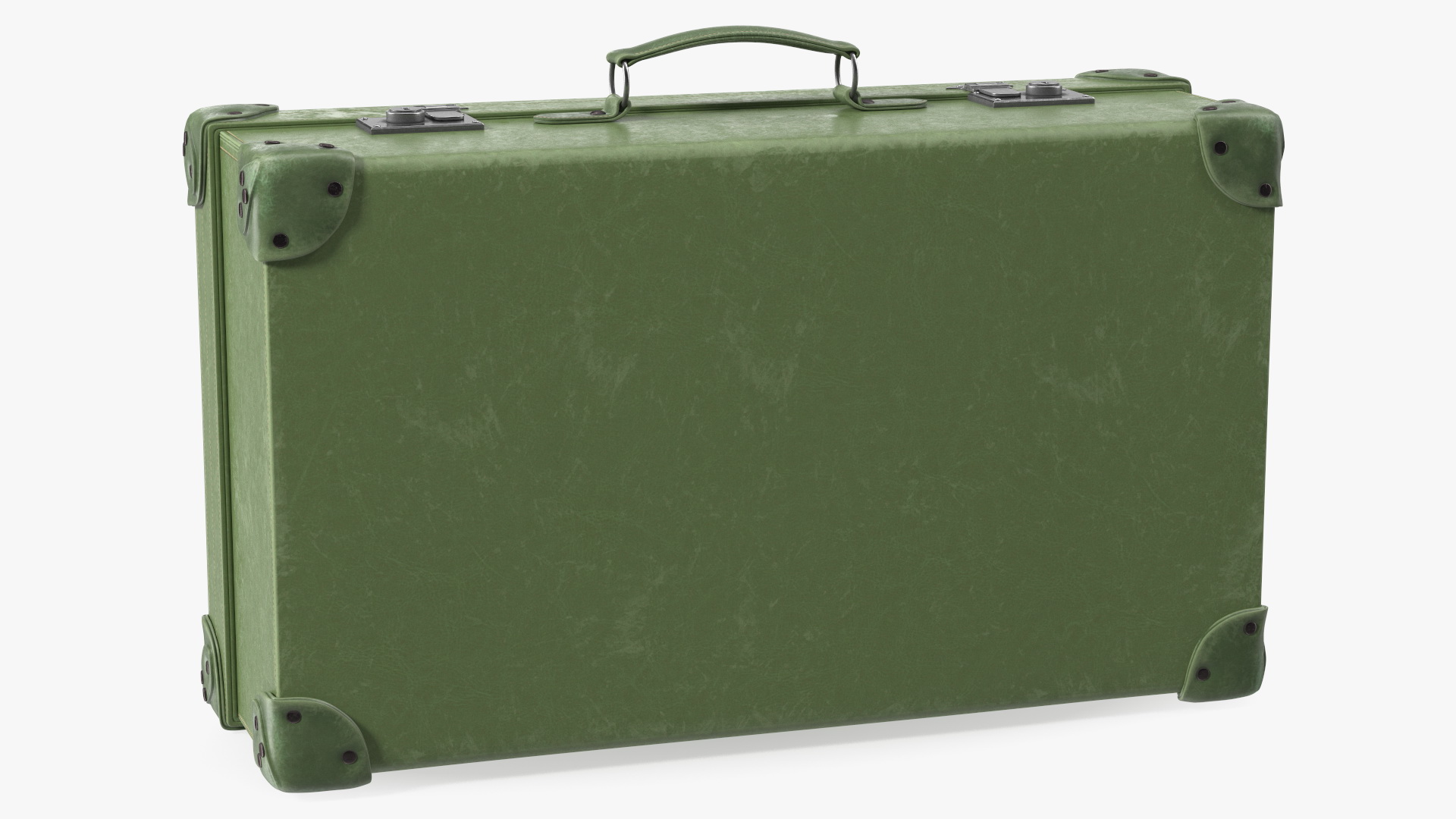 3D Vintage Leather Suitcase Large Green