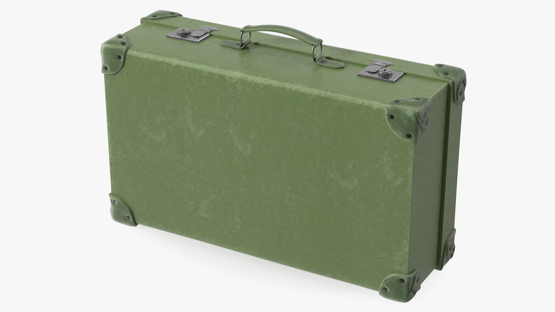 3D Vintage Leather Suitcase Large Green