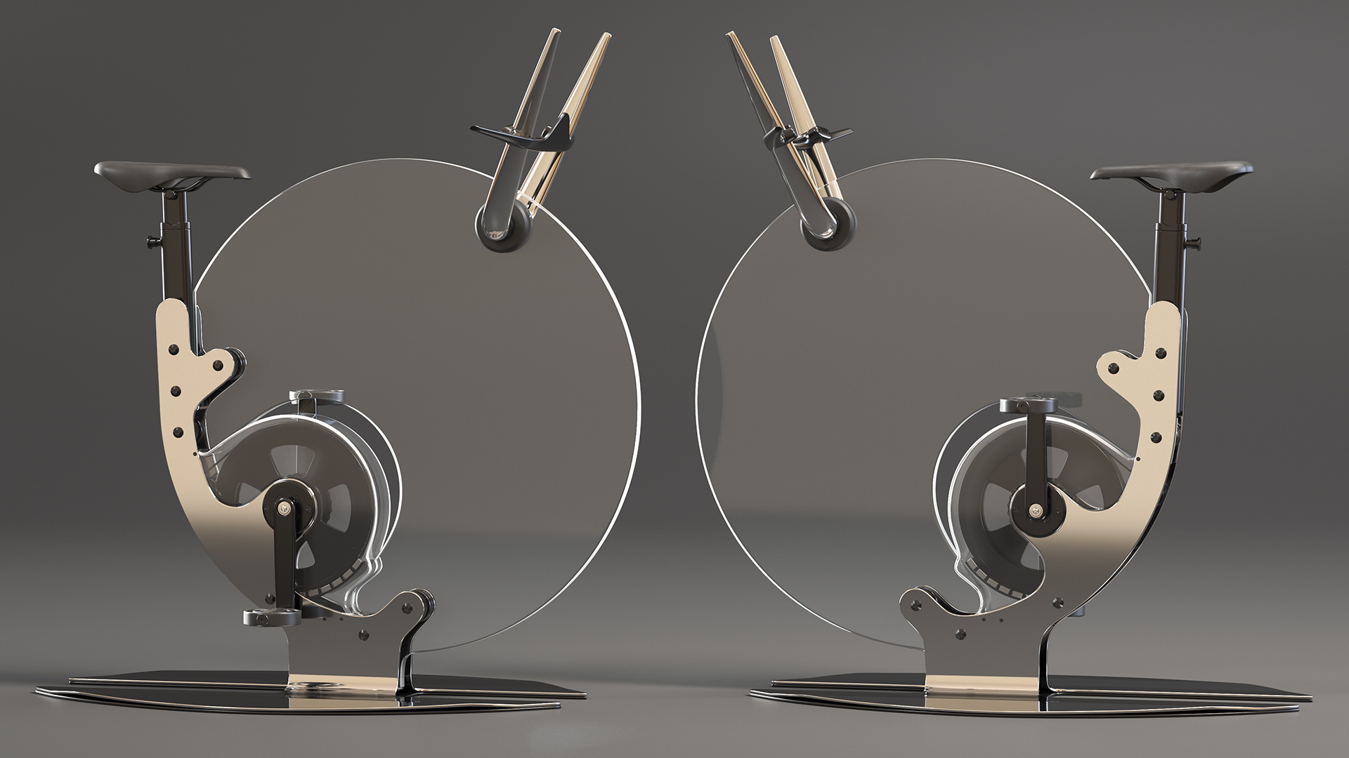 3D Futuristic Exercise Bike Ciclotte Steel Rigged